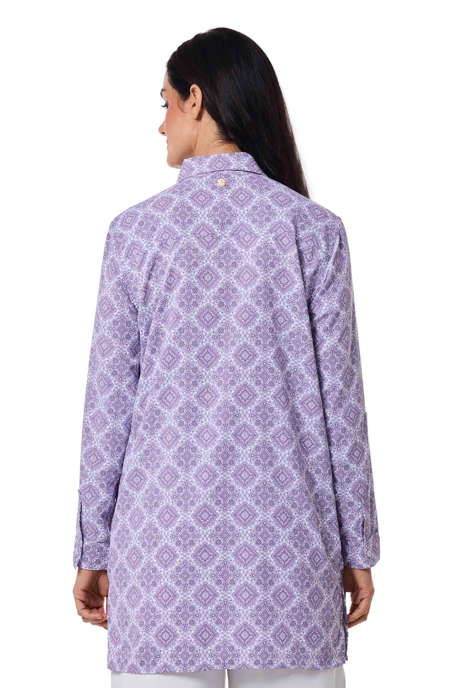 Women's Santorini Tunic Shirt | Lavendula Diamond Mandala - Image 5