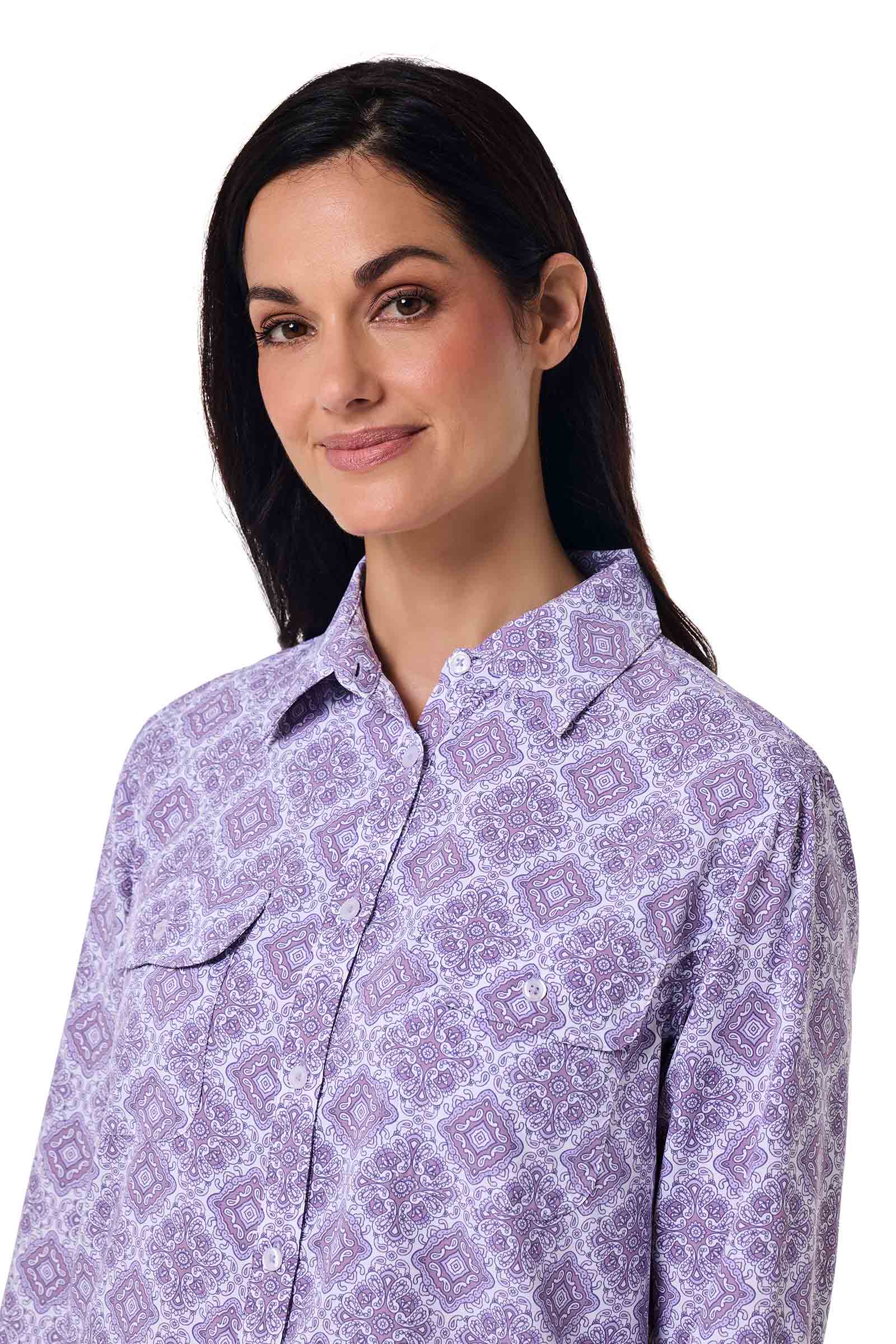 Women's Santorini Tunic Shirt | Lavendula Diamond Mandala - Image 7