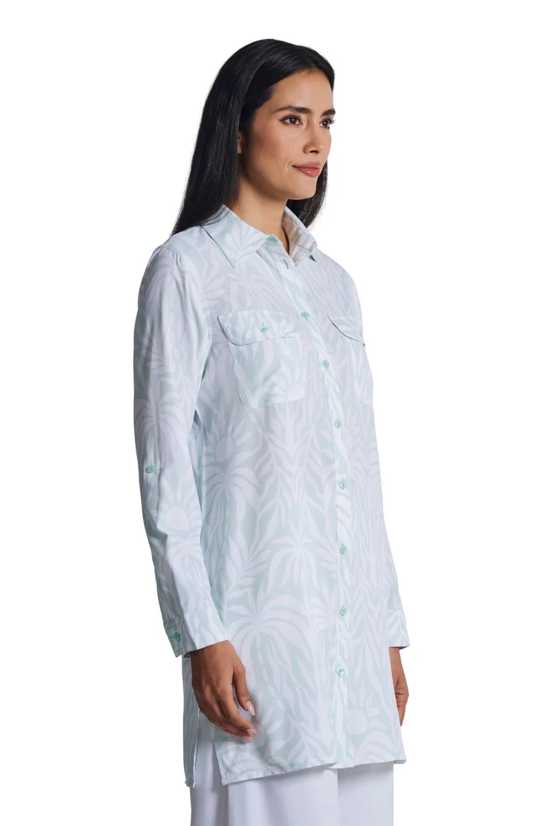 Women's Santorini Tunic Shirt | Misty Aqua American Palm - Image 2