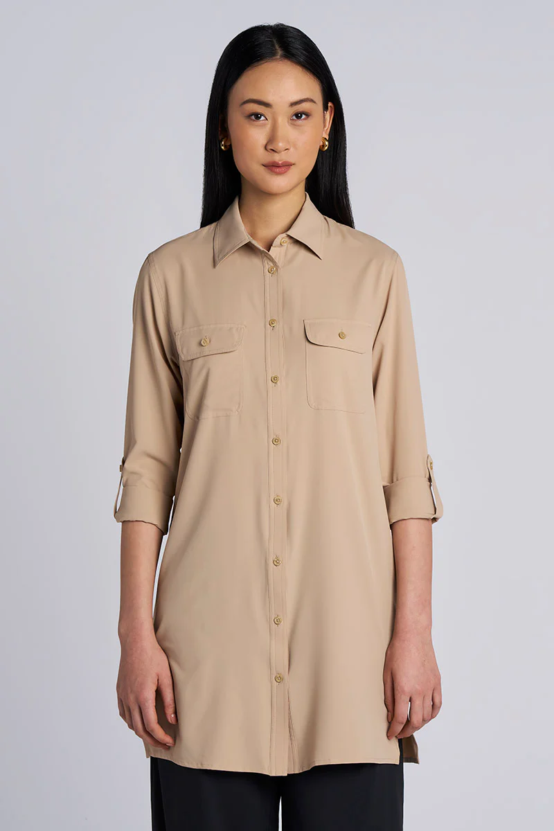Women's Santorini Tunic Shirt | Pale Khaki - Image 2
