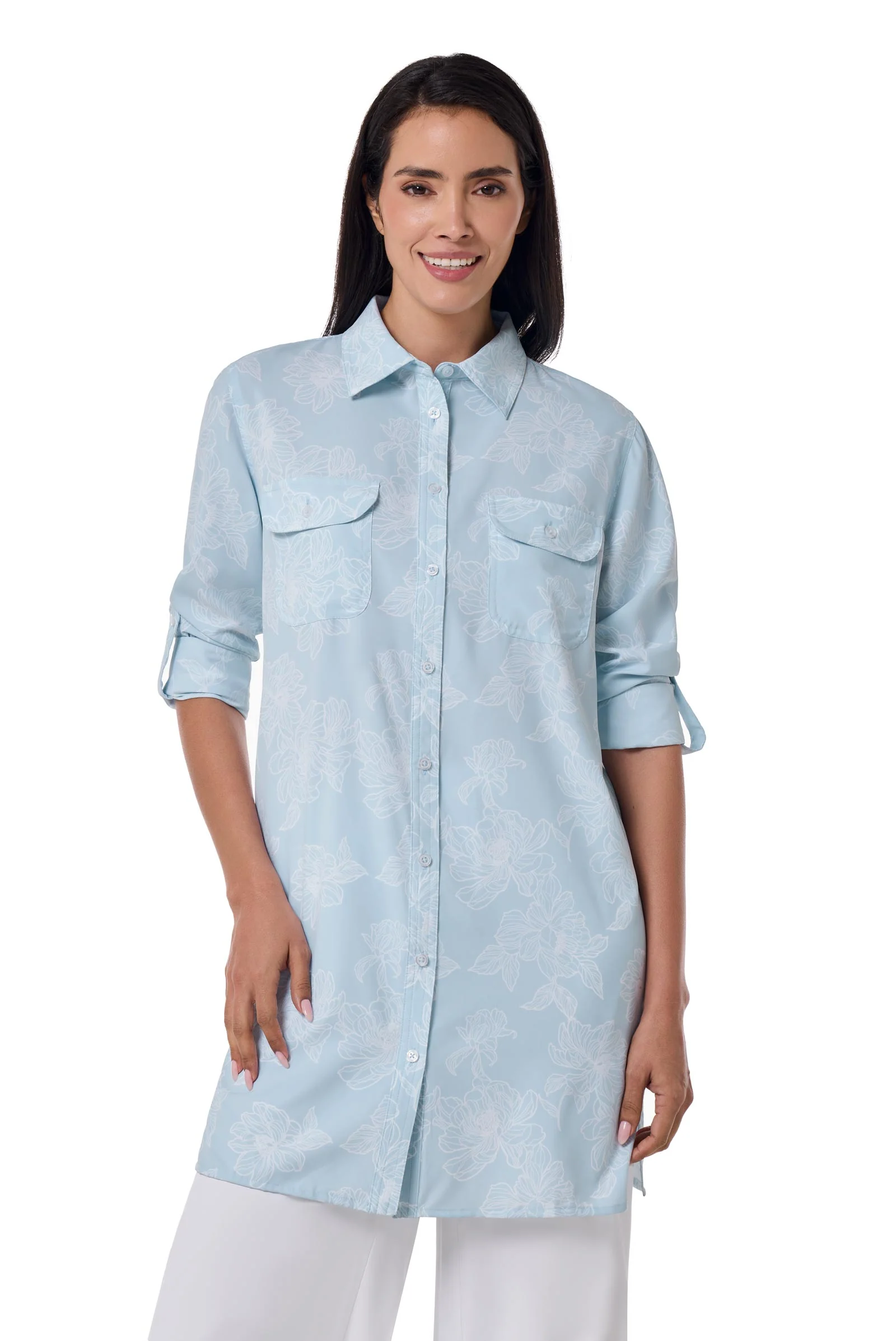Women's Santorini Tunic Shirt | Skyride Perfect Peony - Image 2