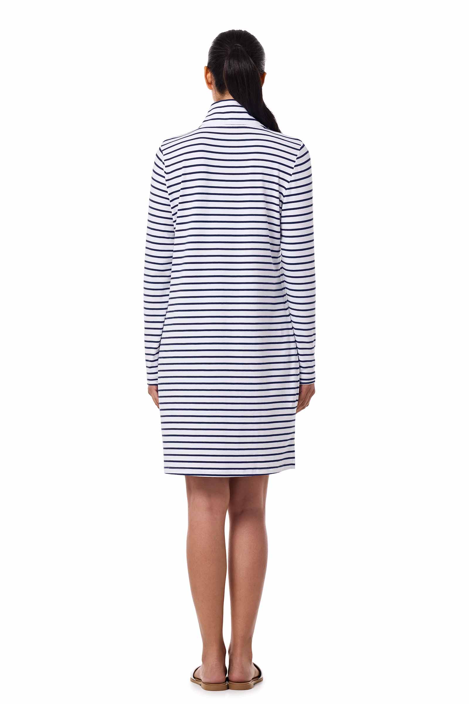 Women's Sarasota Quarter-Zip Dress | White/Navy Stripe - Image 2