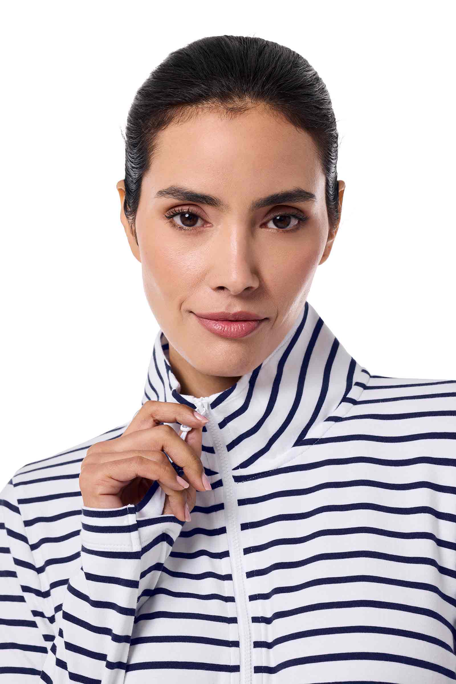Women's Sarasota Quarter-Zip Dress | White/Navy Stripe - Image 4