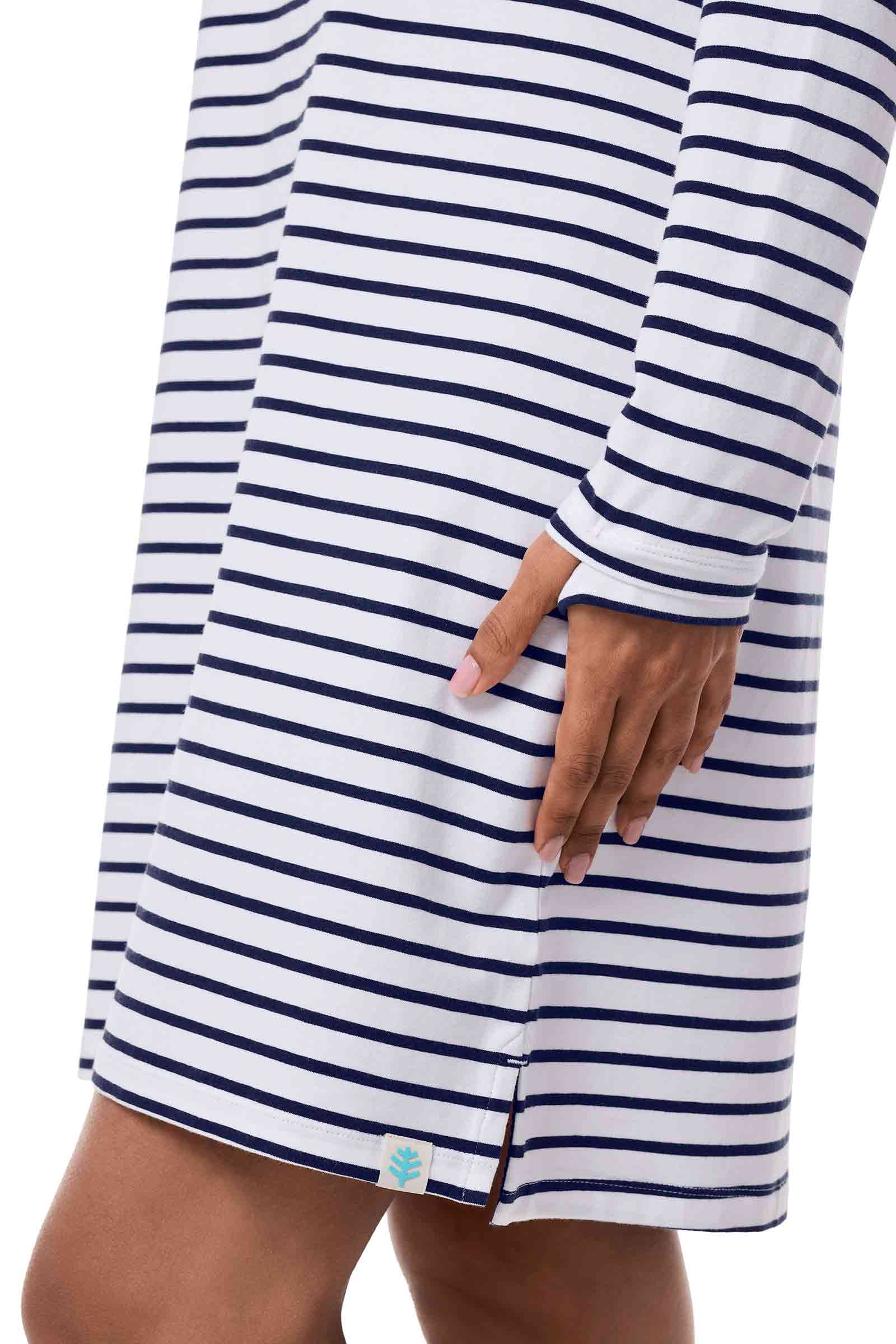 Women's Sarasota Quarter-Zip Dress | White/Navy Stripe - Image 6