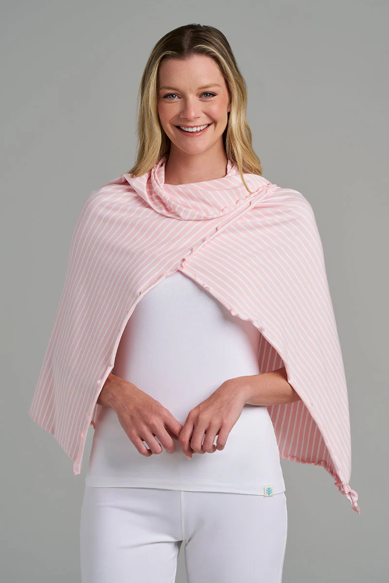 Women's Savannah Sun Blanket | Soft Pink/White Stripe - Image 2