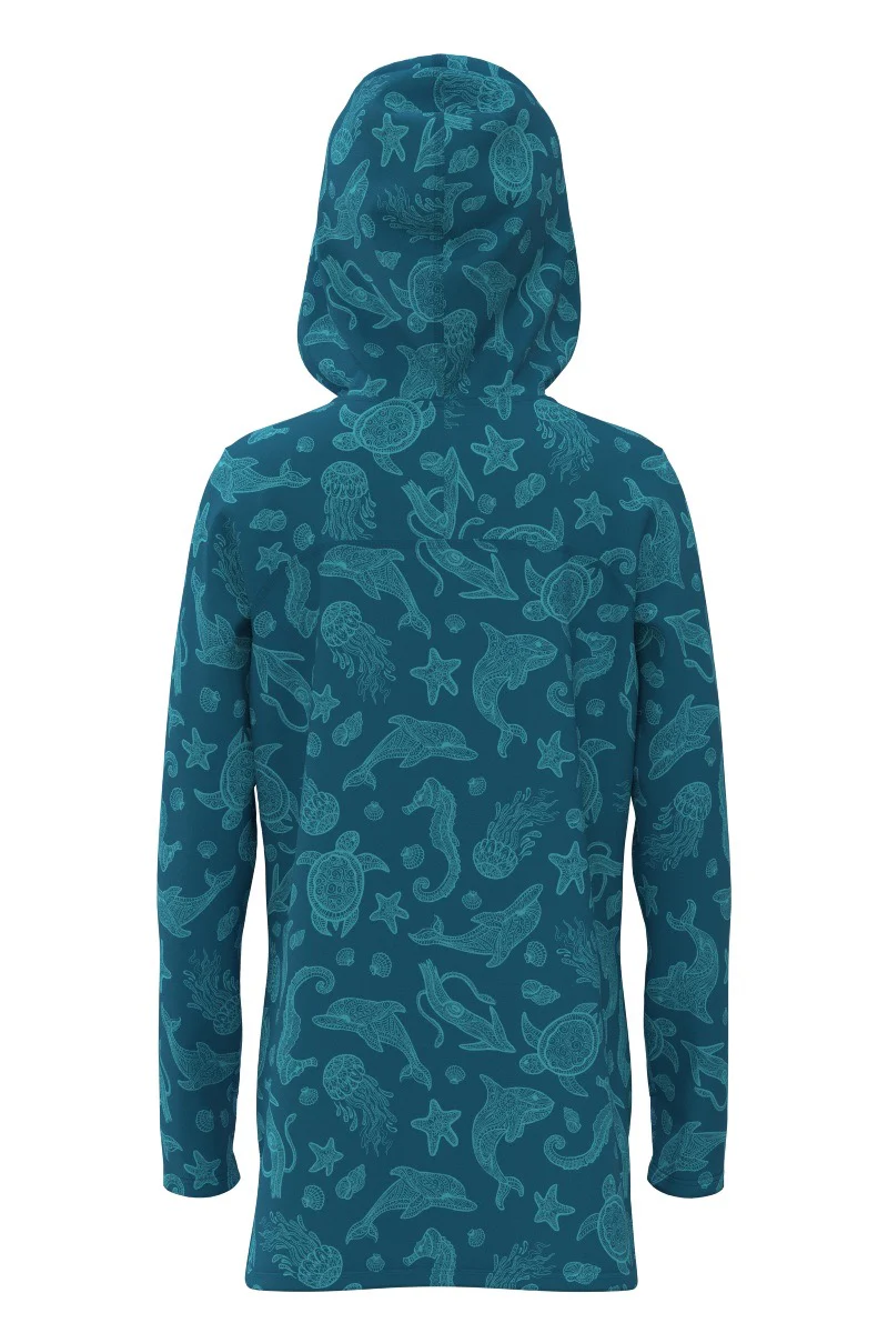 Girl's Seacoast Swim Cover-Up Dress | Bluejay Ocean Animals - Image 3