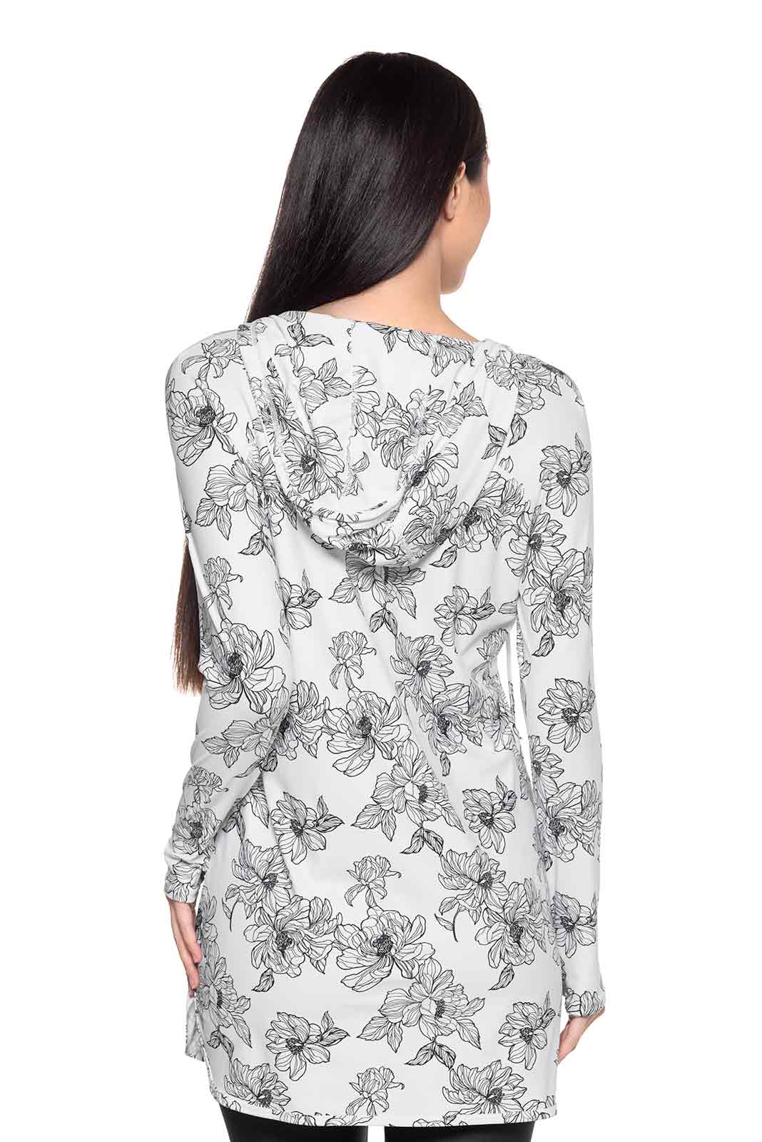 Women's Seacoast Swim Cover-Up Dress | White/Black Perfect Peony - Image 3
