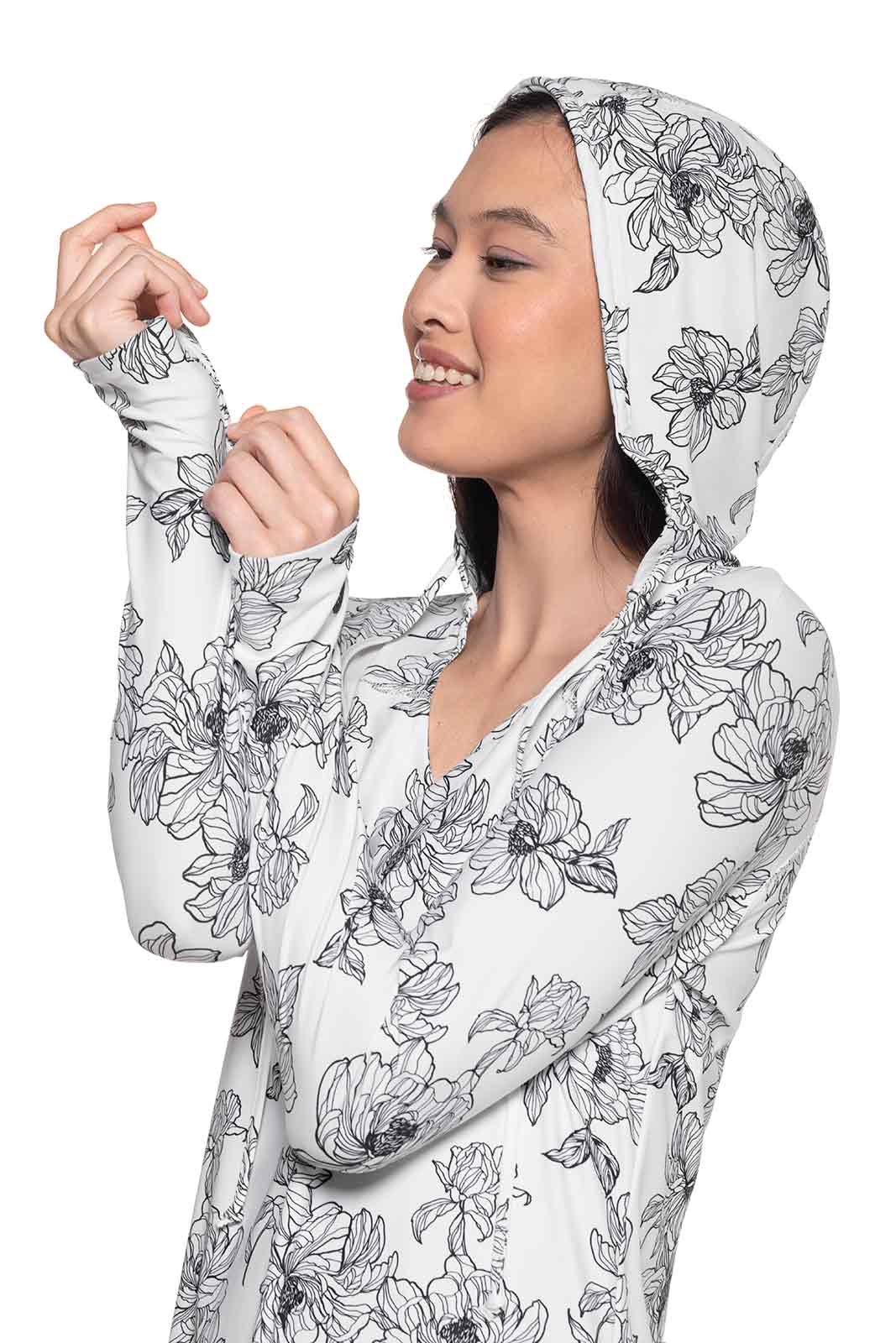 Women's Seacoast Swim Cover-Up Dress | White/Black Perfect Peony - Image 4