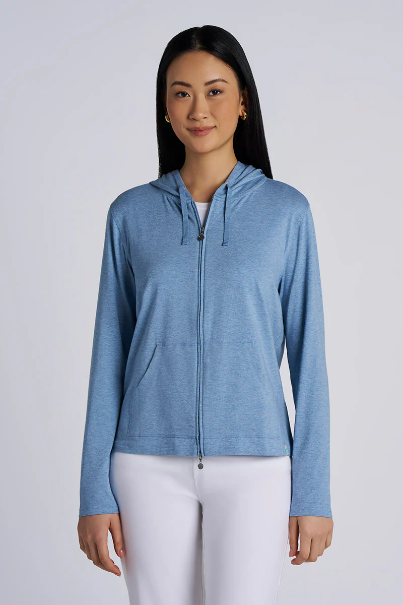 Women's Seaside Zip-Up Hoodie | Light Blue Heather - Image 2