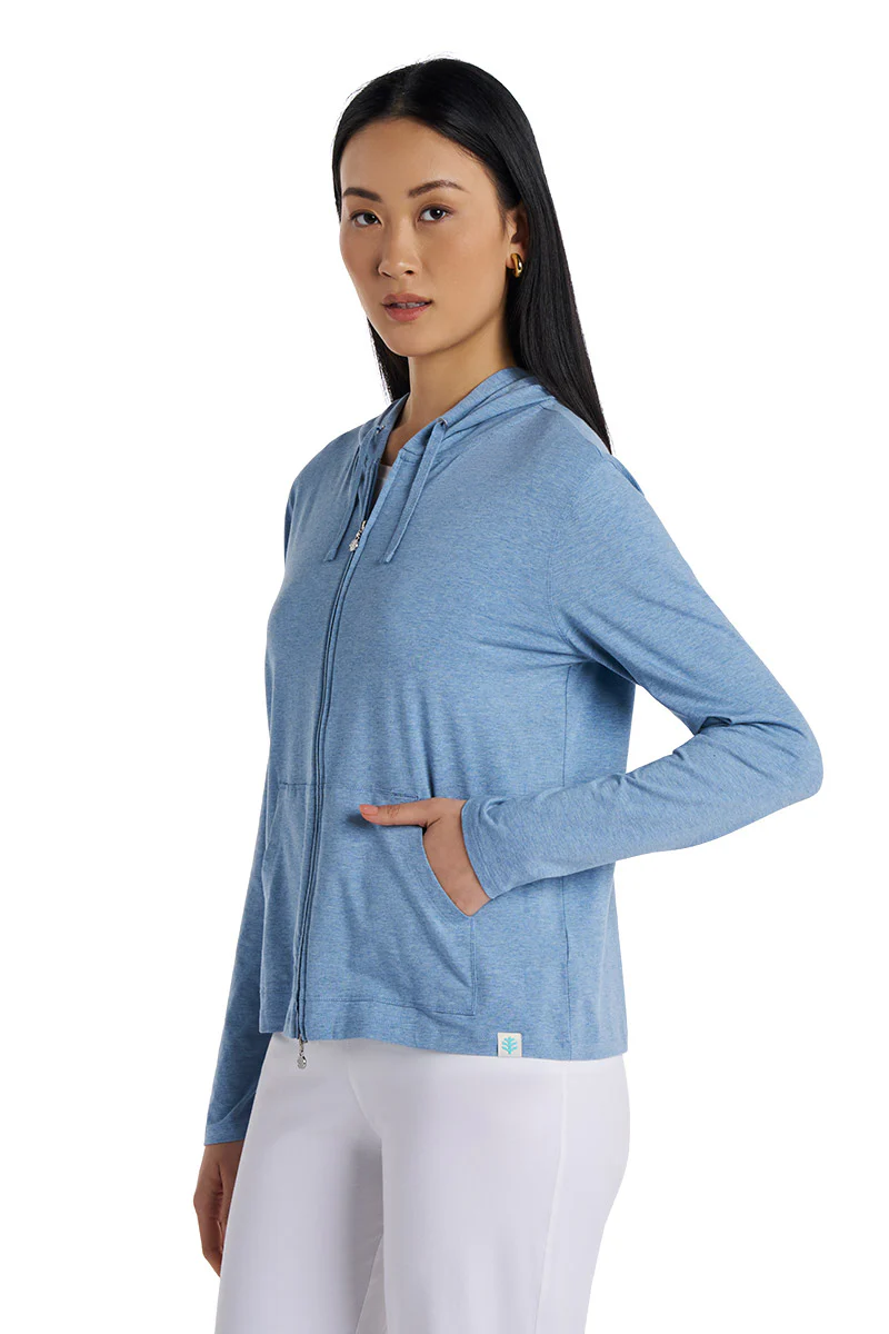 Women's Seaside Zip-Up Hoodie | Light Blue Heather - Image 3