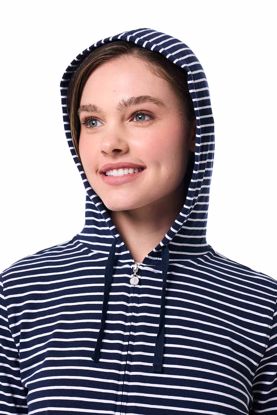 Women's Seaside Zip-Up Hoodie | Navy/White Stripe - Image 4