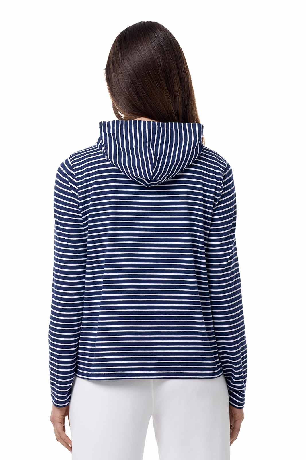 Women's Seaside Zip-Up Hoodie | Navy/White Stripe - Image 5