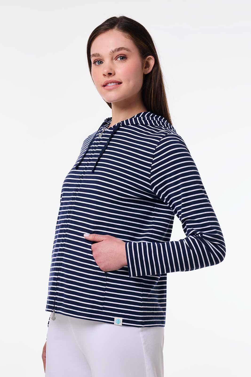 Women's Seaside Zip-Up Hoodie | Navy/White Stripe - Image 6