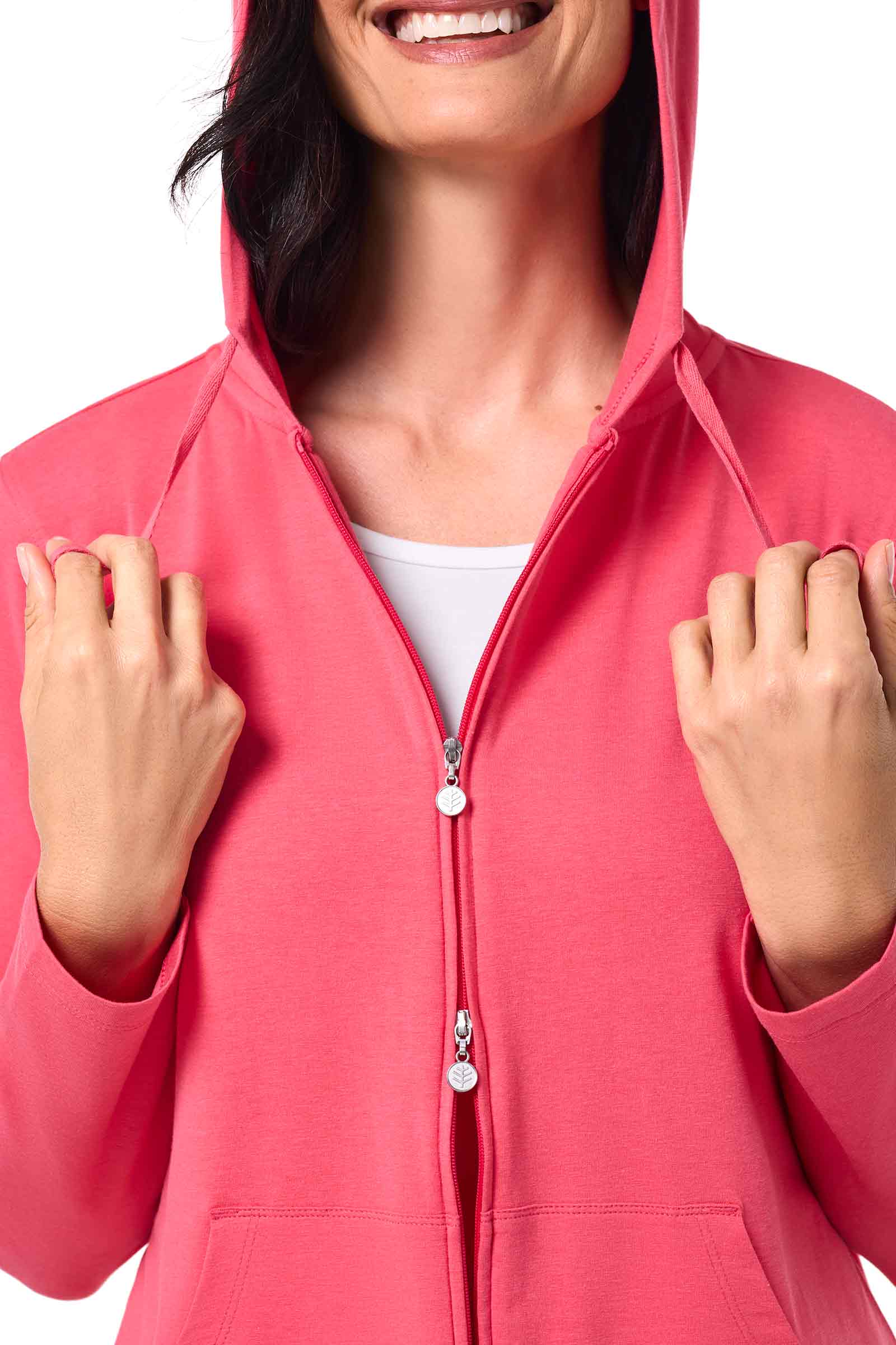 Women's Seaside Zip-Up Hoodie | Sunkist Coral - Image 8
