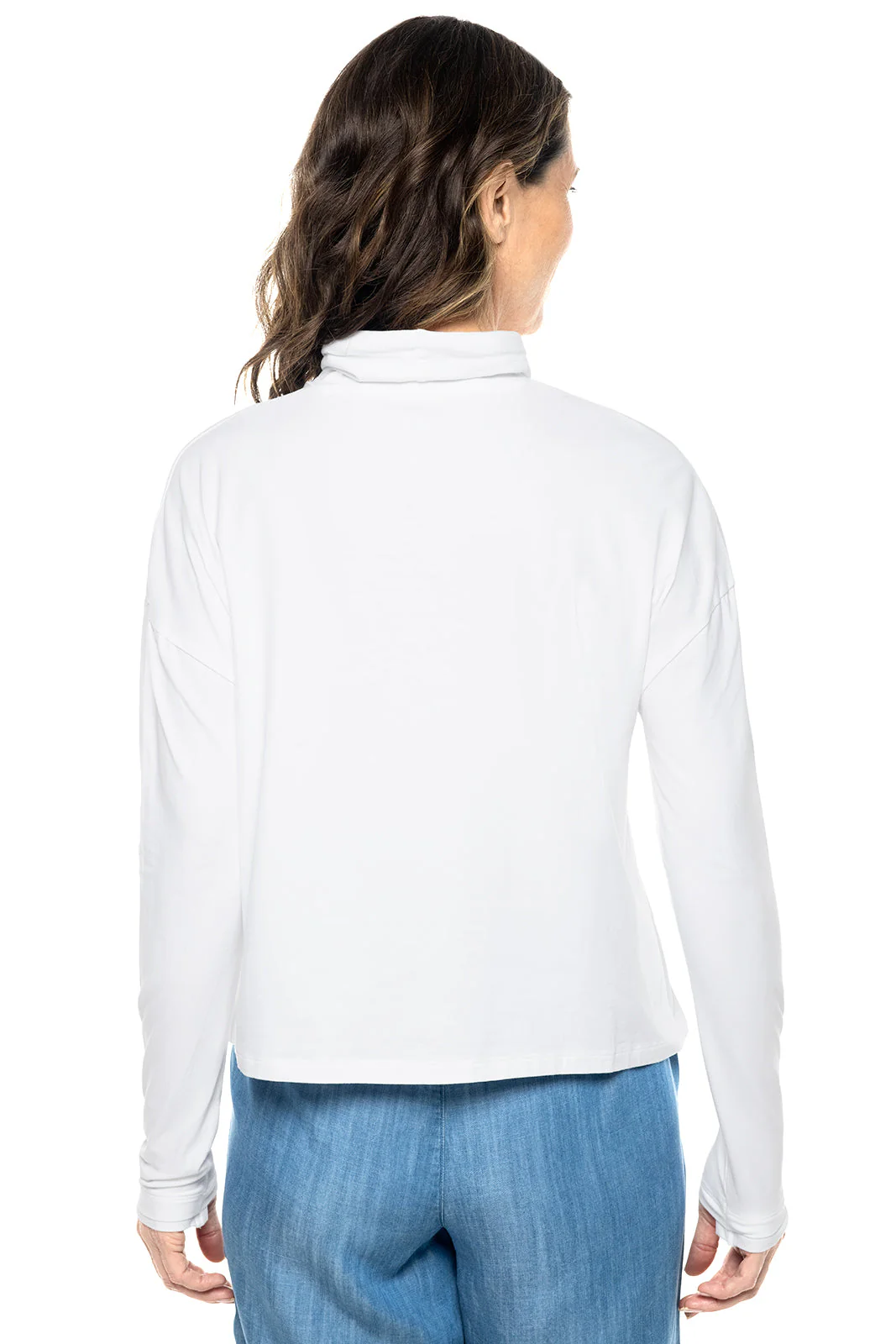 Women's Solana Mock Neck Pullover | White - Image 2