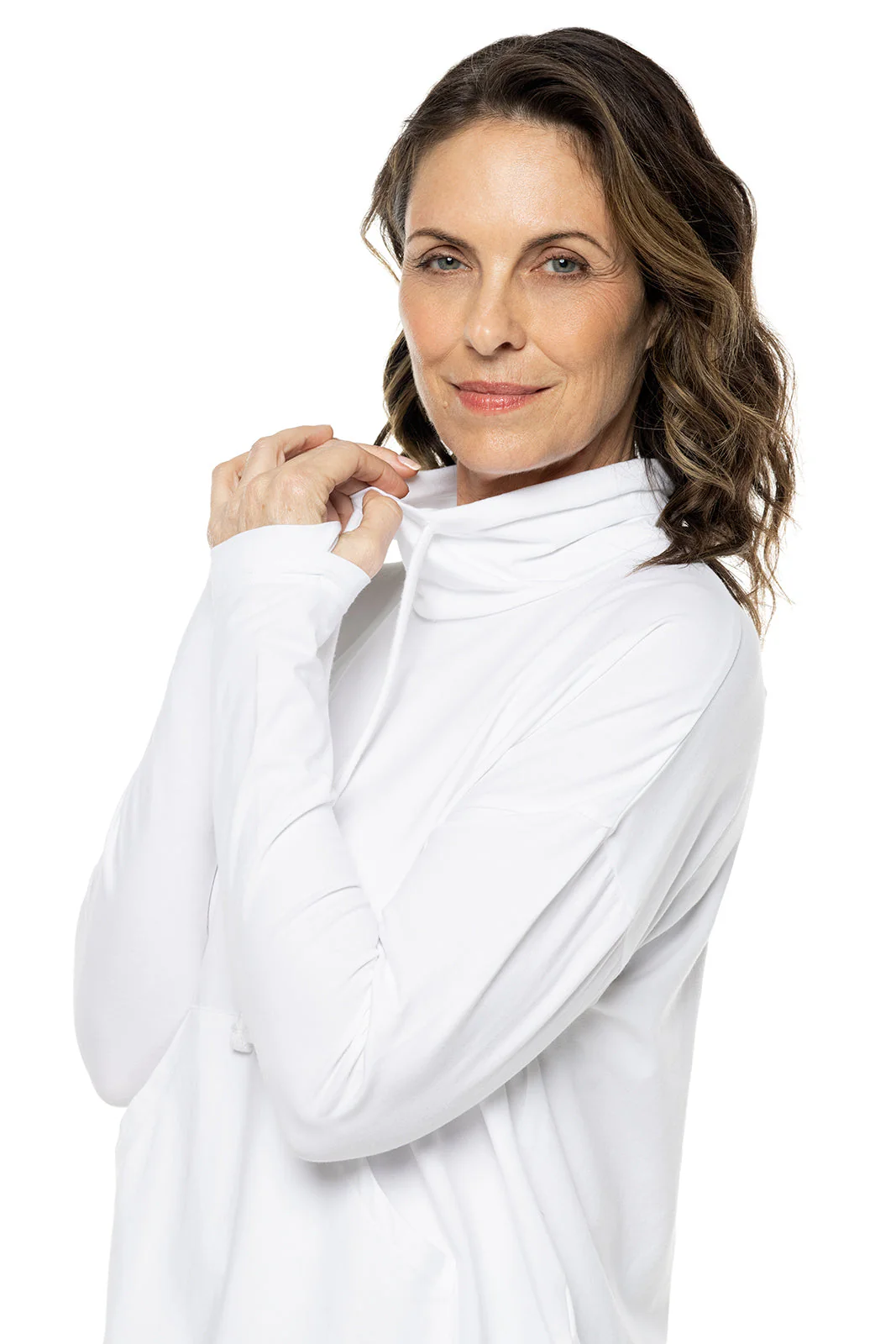 Women's Solana Mock Neck Pullover | White - Image 3