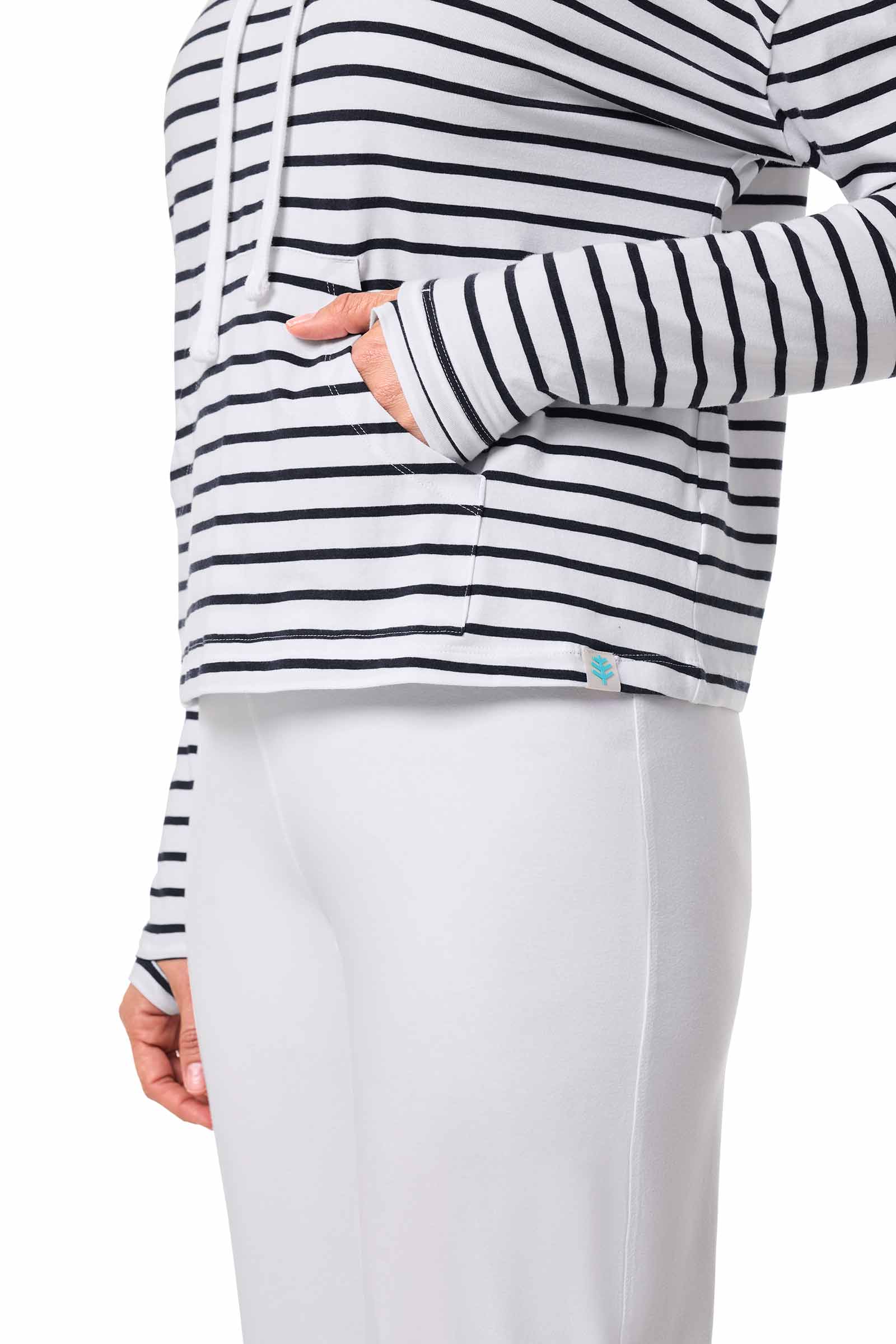 Women's Solana Mock Neck Pullover | White/Navy Stripe - Image 6