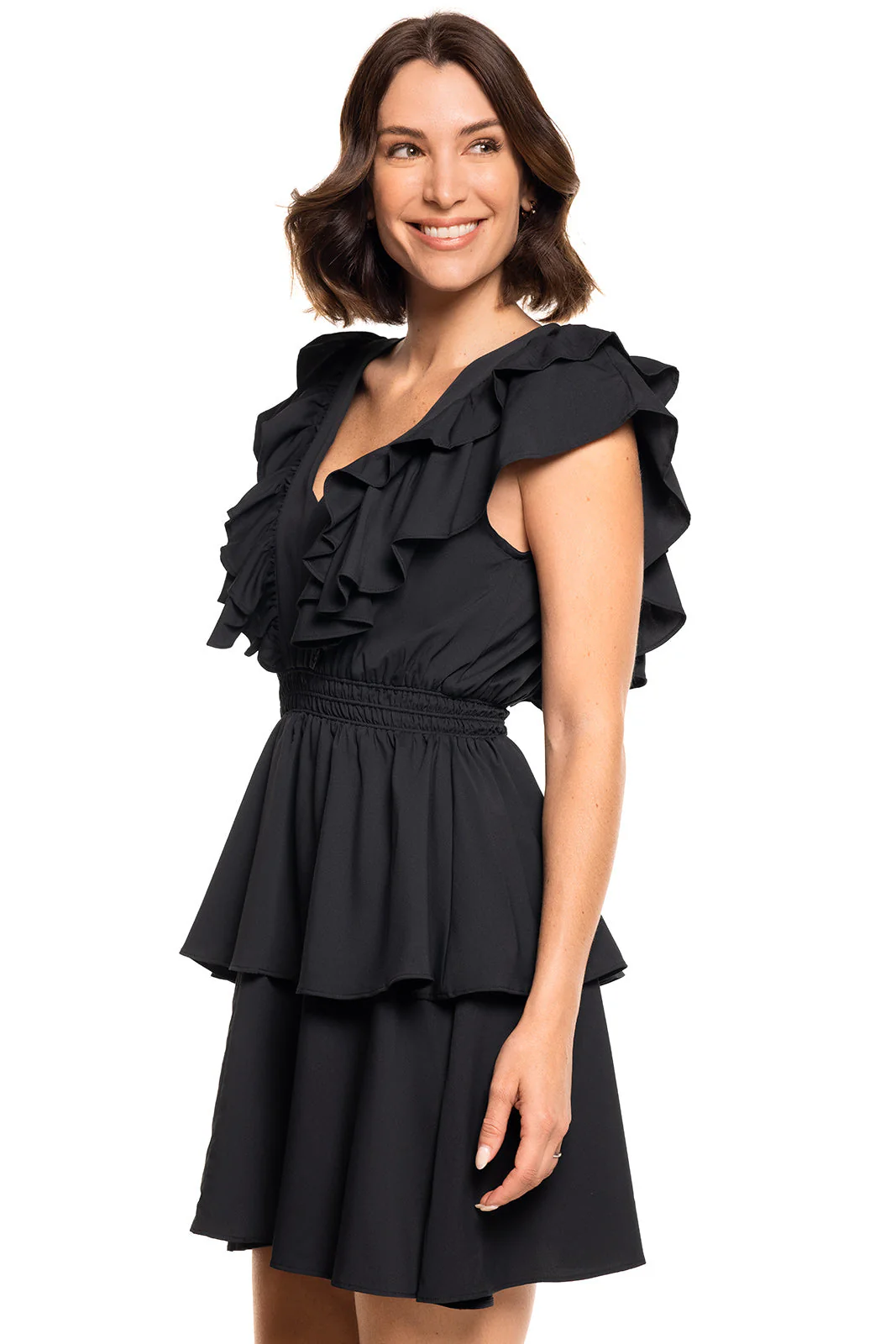 Women's South Cove V-Neck Ruffle Dress | Black - Image 8