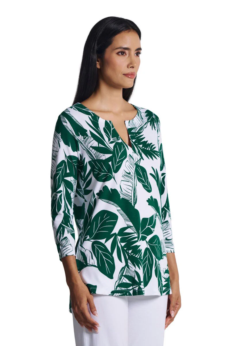 Women's St. Lucia Tunic Top | Eden Green Palm Paradise - Image 2