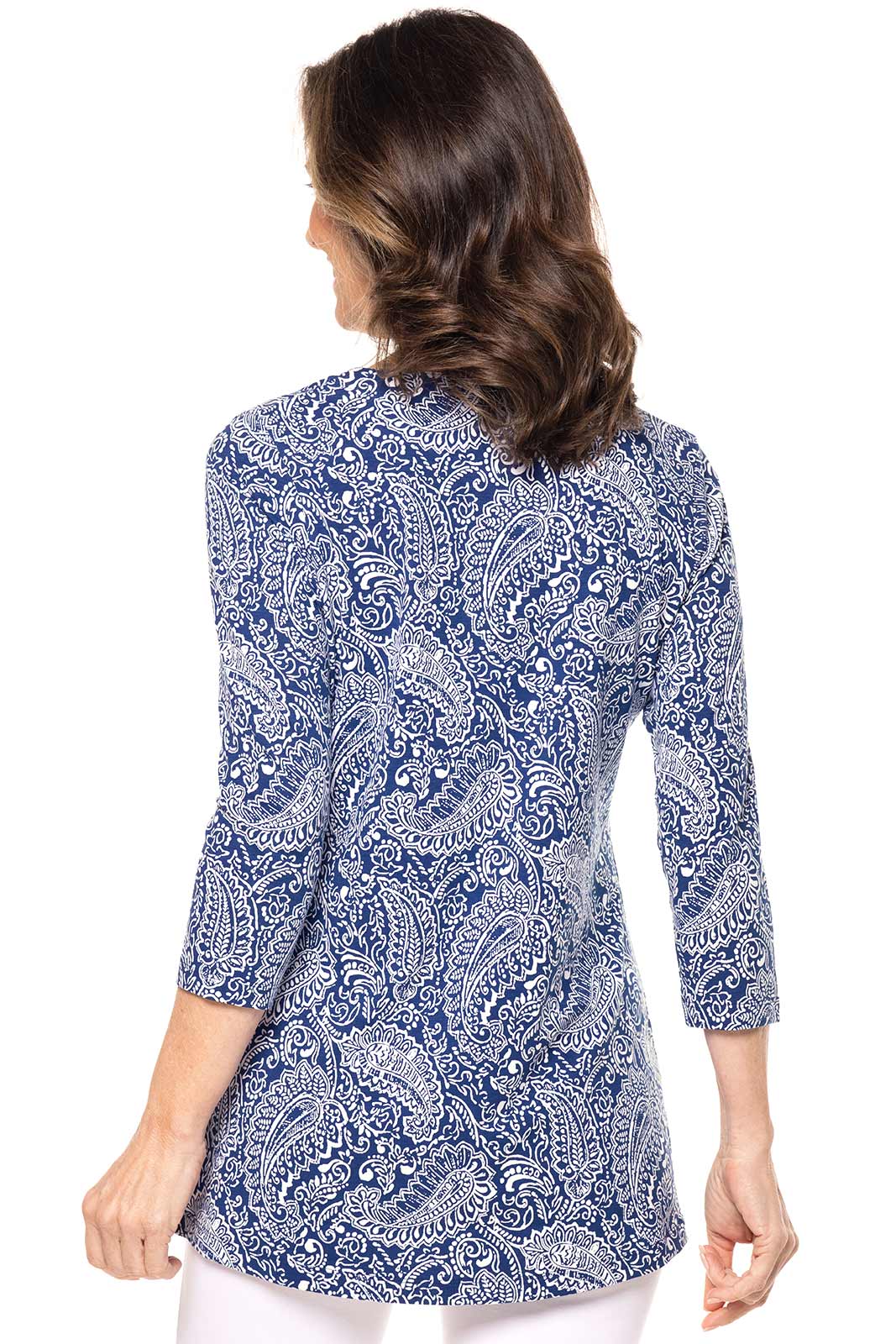 Women's St. Lucia Tunic Top | Navy Artisan Paisley - Image 2