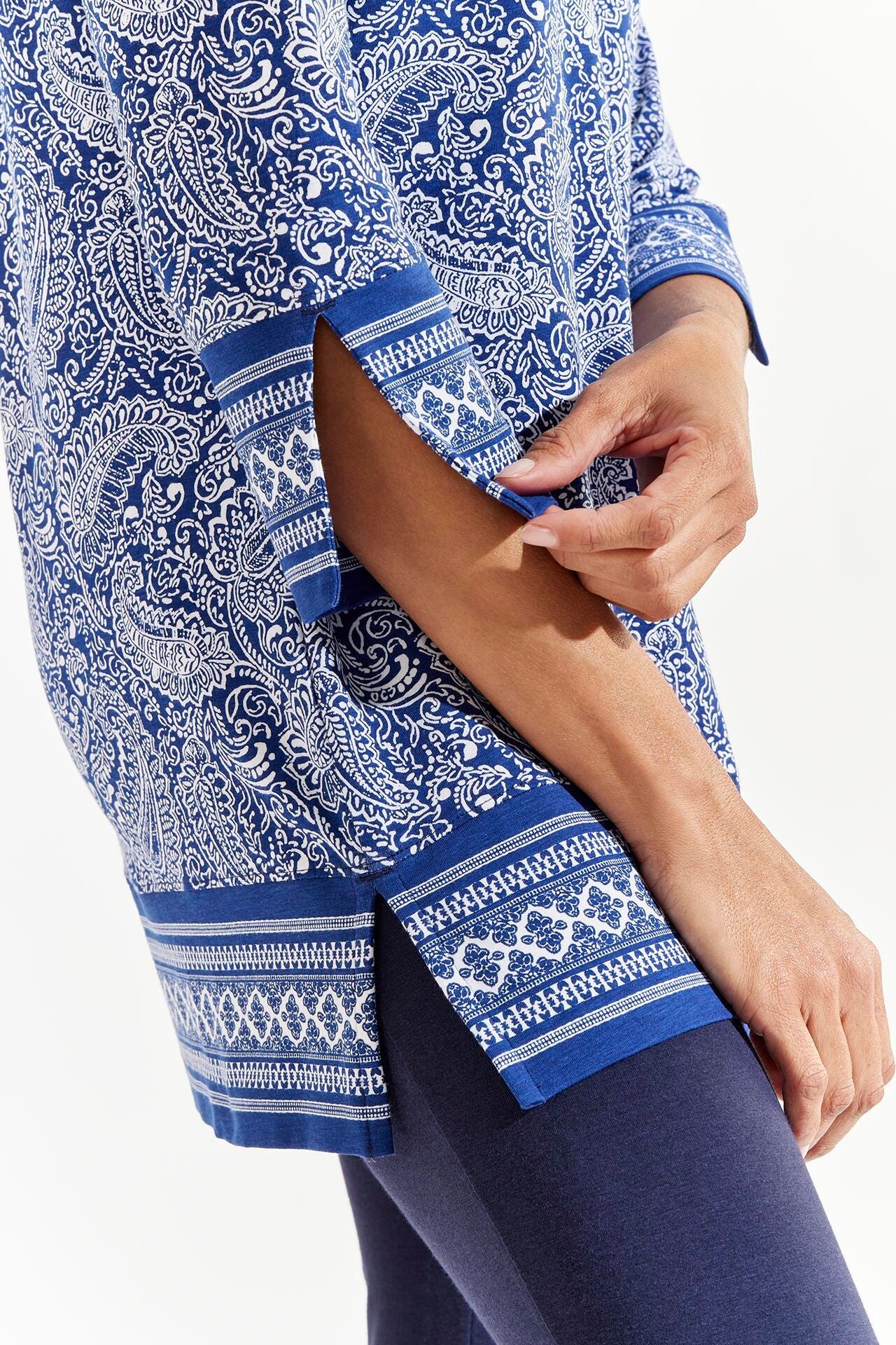 Women's St. Lucia Tunic Top | Navy Artisan Paisley - Image 4