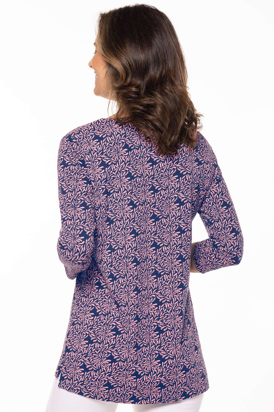 Women's St. Lucia Tunic Top | Peachy Pink Etched Flowers - Image 2