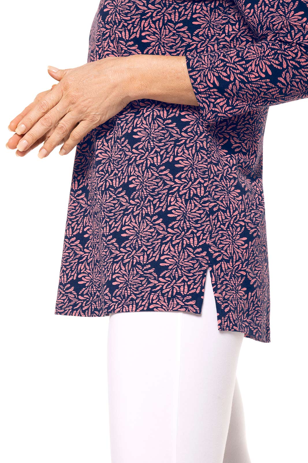 Women's St. Lucia Tunic Top | Peachy Pink Etched Flowers - Image 4