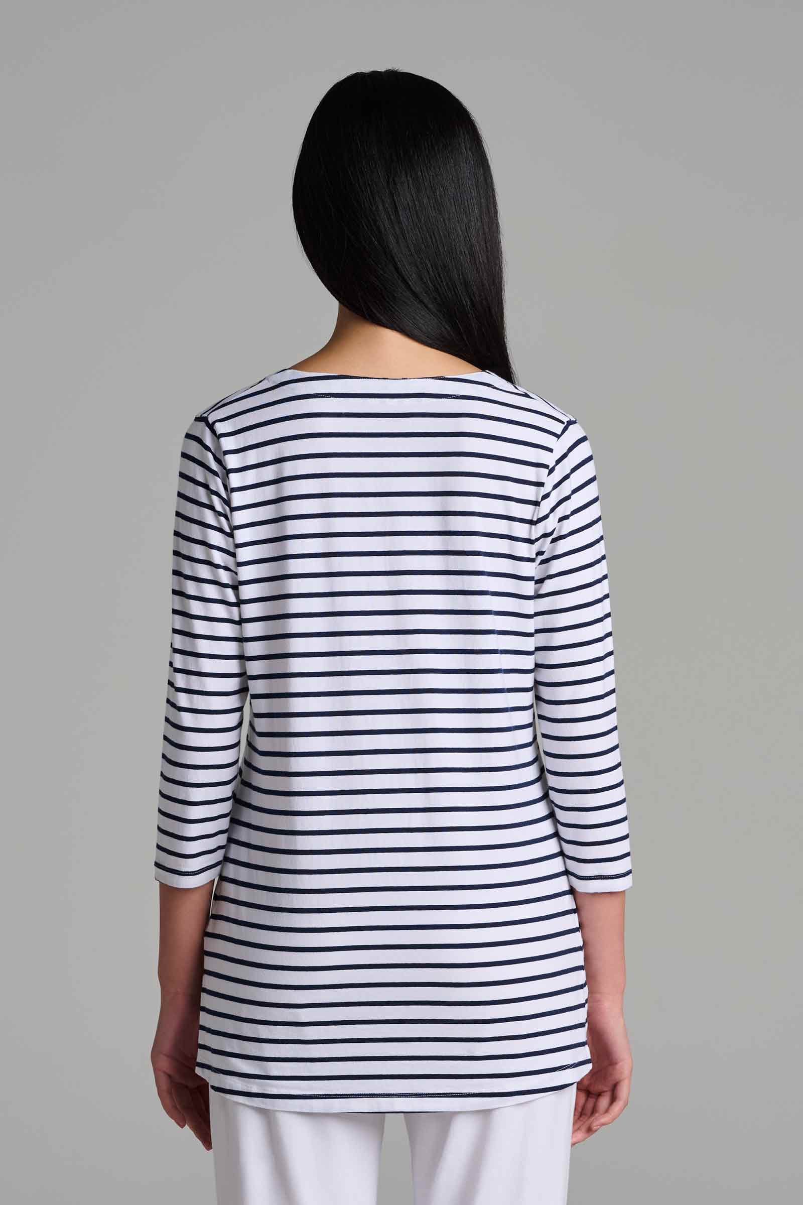 Women's St. Lucia Tunic Top | White/Navy Stripe - Image 2