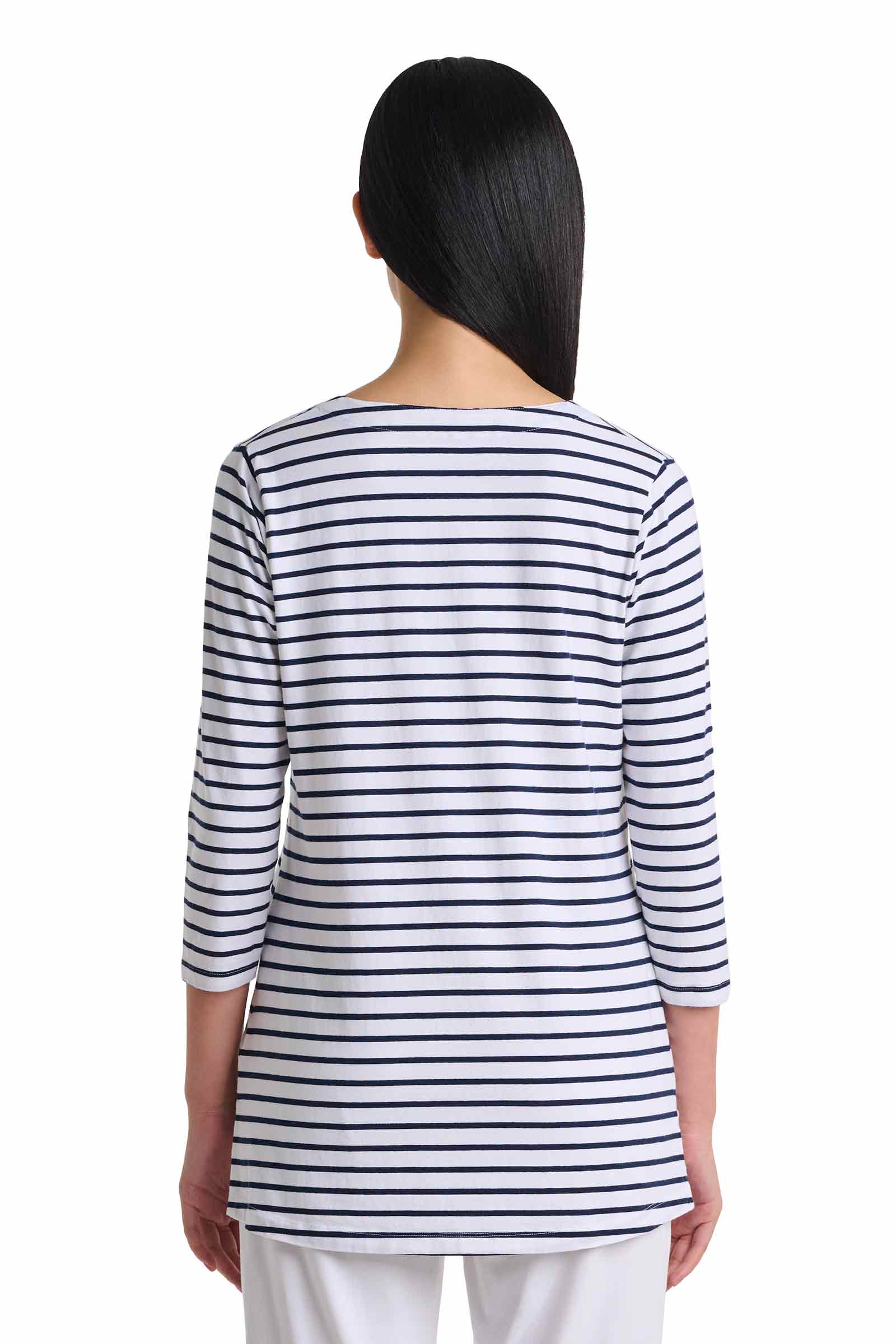 Women's St. Lucia Tunic Top | White/Navy Stripe - Image 4