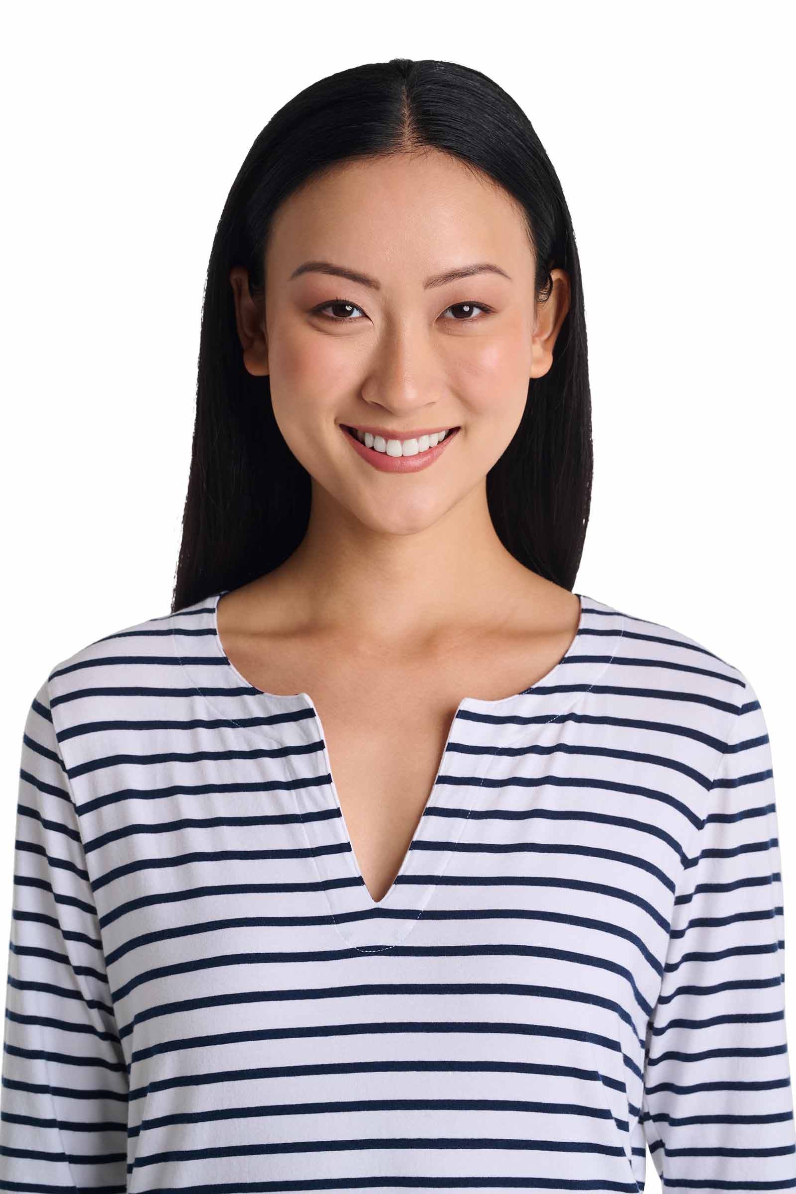 Women's St. Lucia Tunic Top | White/Navy Stripe - Image 6