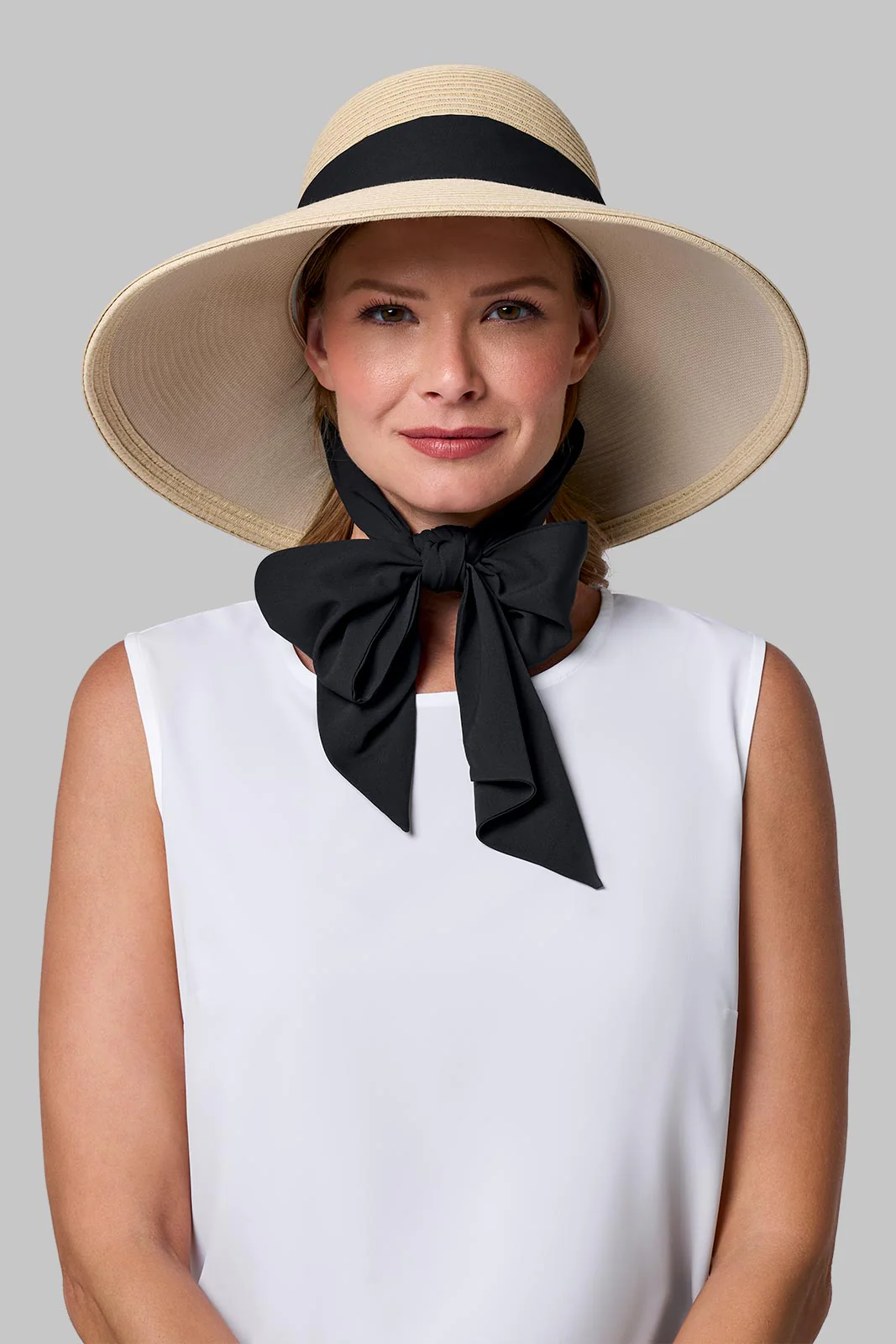 Women's Stella Fashion Hat with Scarves | Natural/Black/White - Image 2