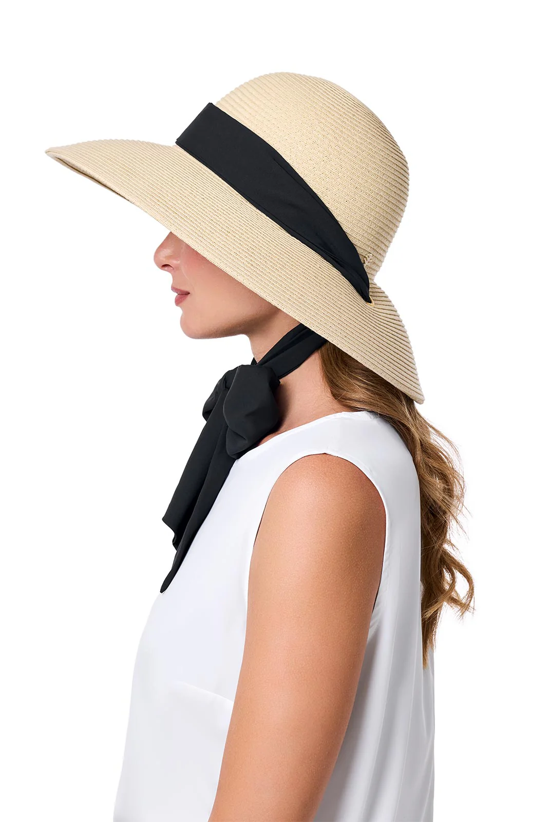 Women's Stella Fashion Hat with Scarves | Natural/Black/White - Image 4