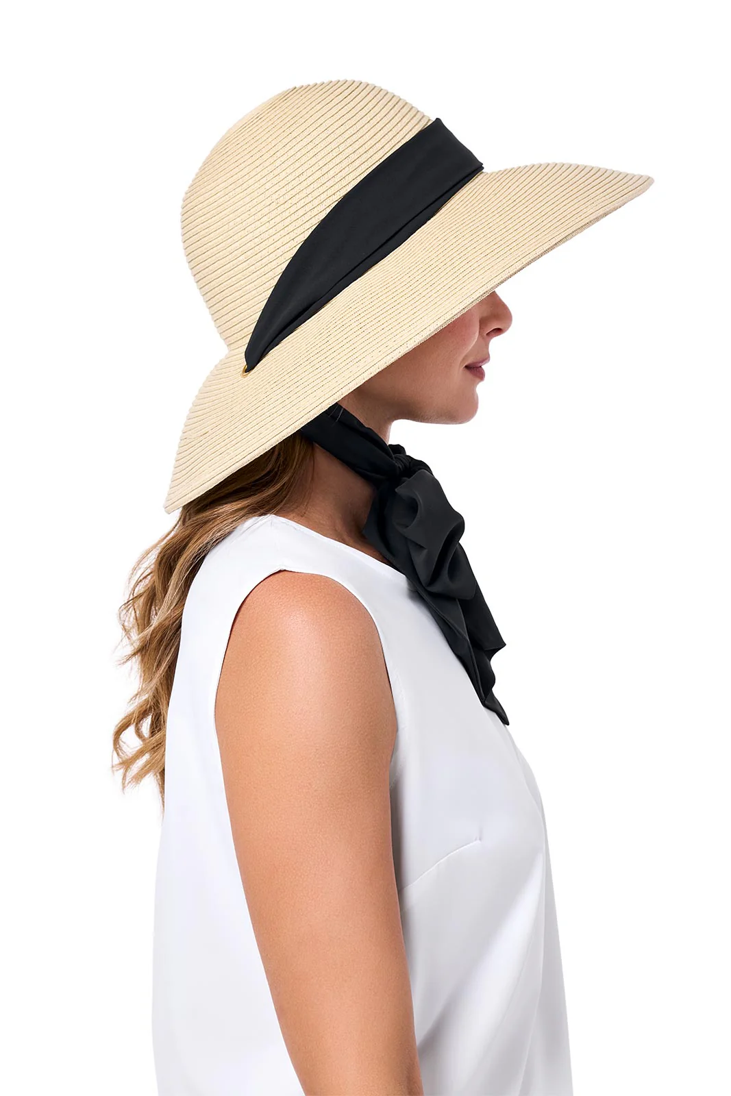 Women's Stella Fashion Hat with Scarves | Natural/Black/White - Image 6