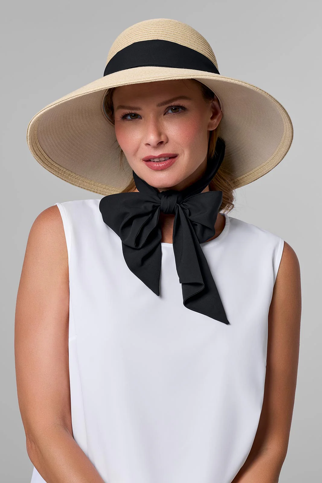 Women's Stella Fashion Hat with Scarves | Natural/Black/White - Image 7