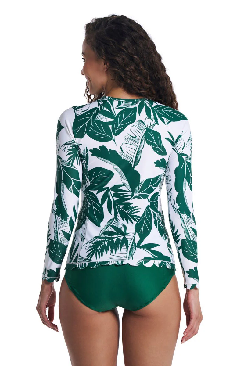 Women's Stony Coral Scallop Long Sleeve Rash Guard | Eden Palm Paradise - Image 3