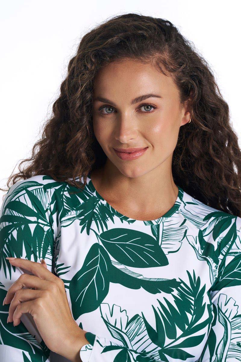Women's Stony Coral Scallop Long Sleeve Rash Guard | Eden Palm Paradise - Image 4