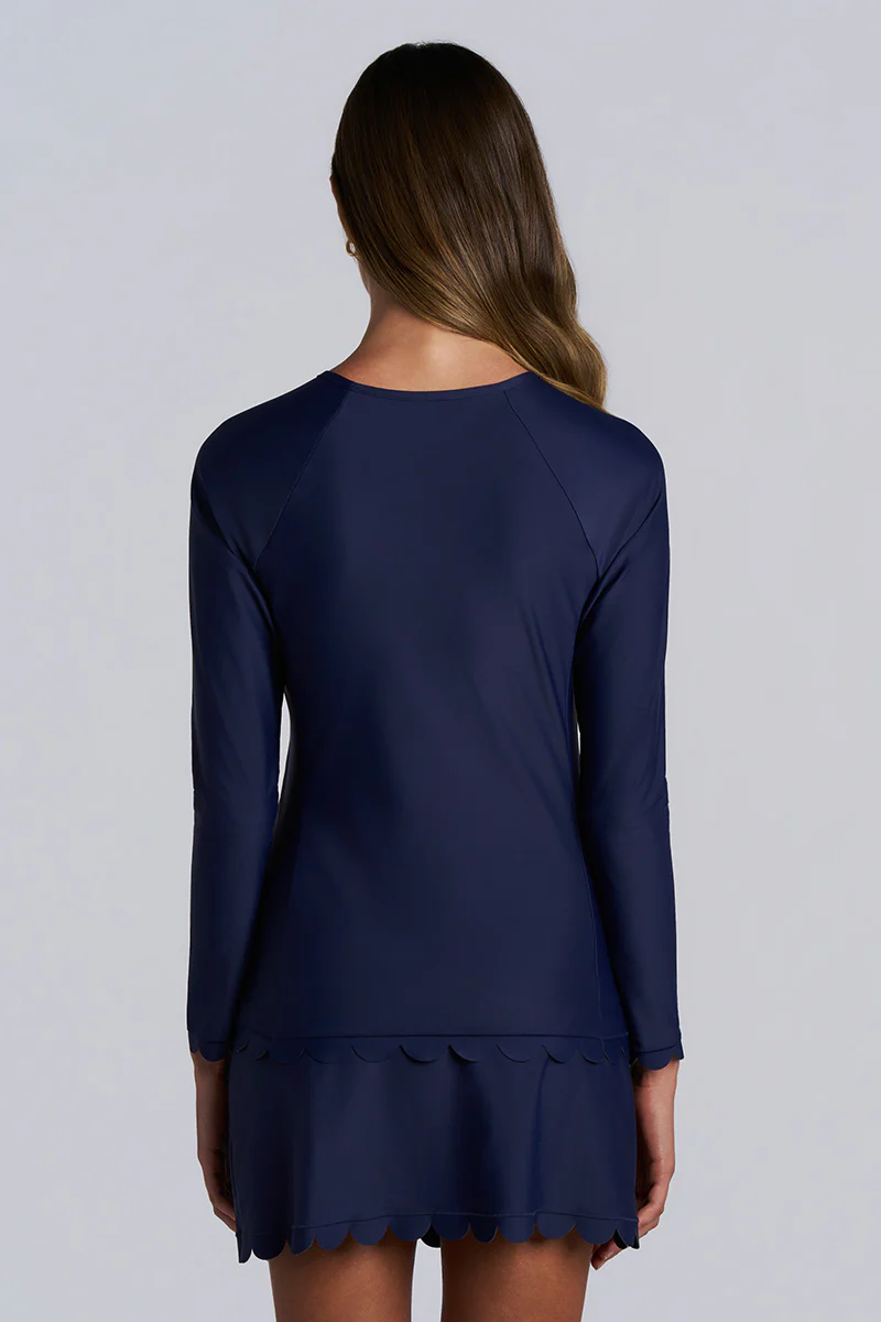 Women's Stony Coral Scallop Long Sleeve Rash Guard | Navy - Image 3