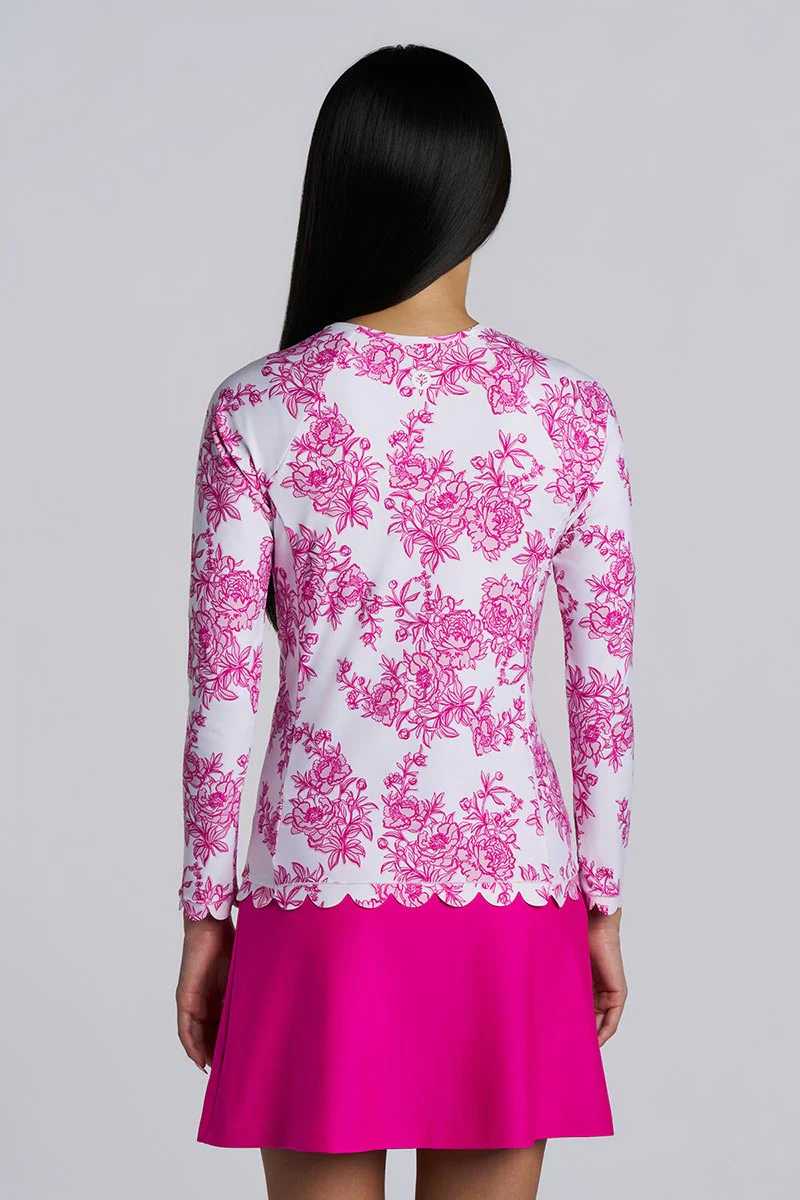Women's Stony Coral Scallop Long Sleeve Rash Guard | Fuchsia Bouquet - Image 3