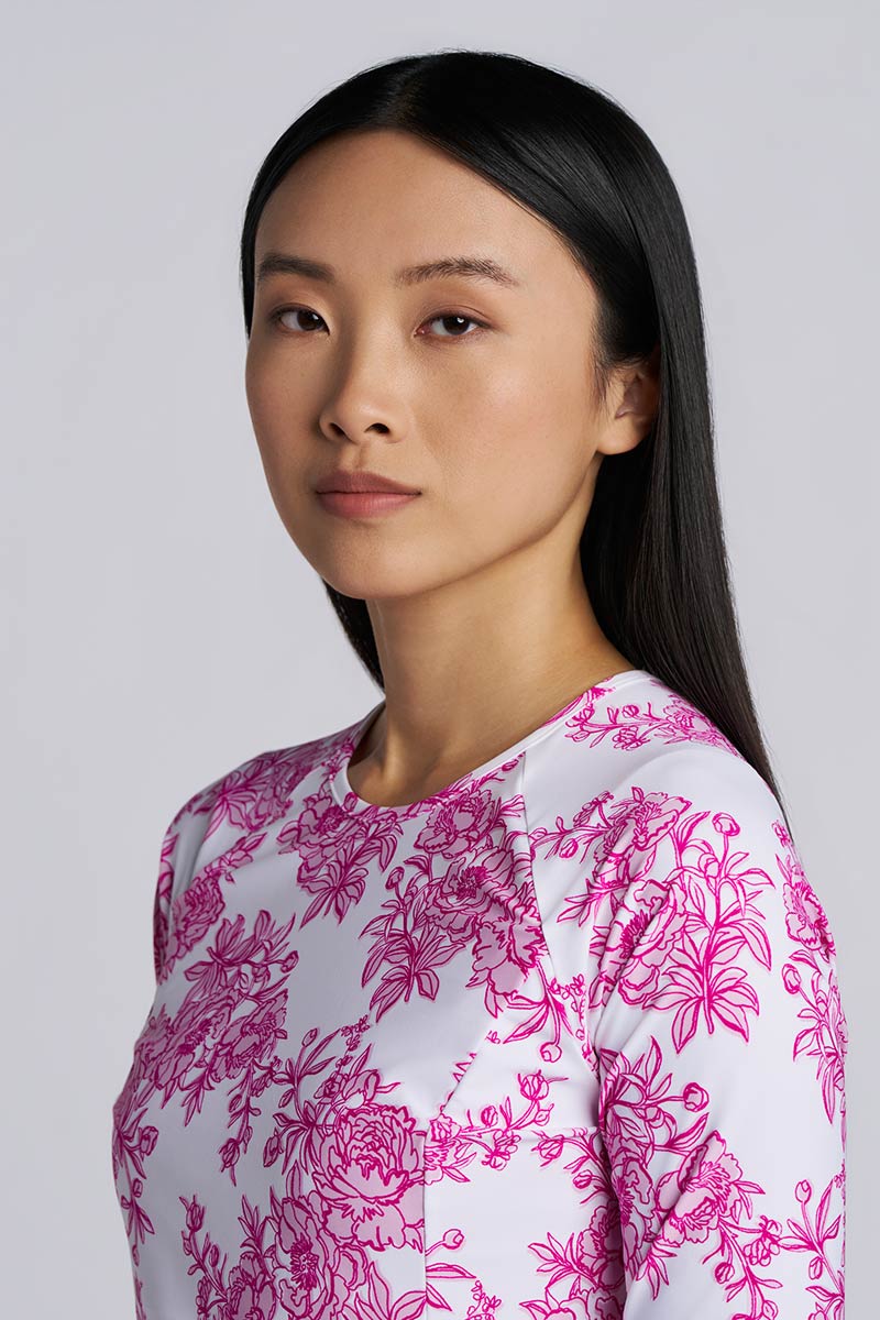 Women's Stony Coral Scallop Long Sleeve Rash Guard | Fuchsia Bouquet - Image 5