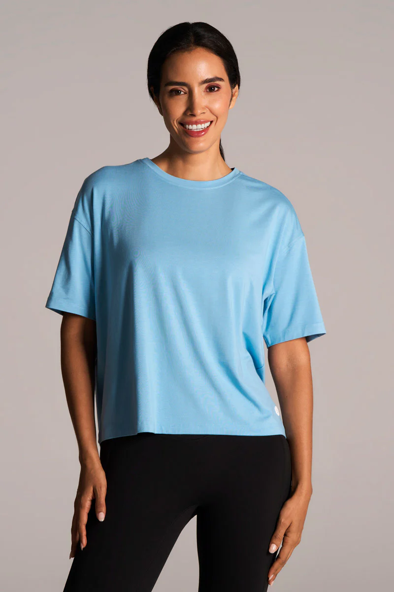 Women's Studio Yoga Short Sleeve T-Shirt | Arctic Blue