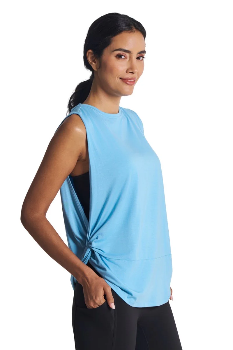 Women's Supine Twist Yoga Tank | Arctic Blue - Image 2