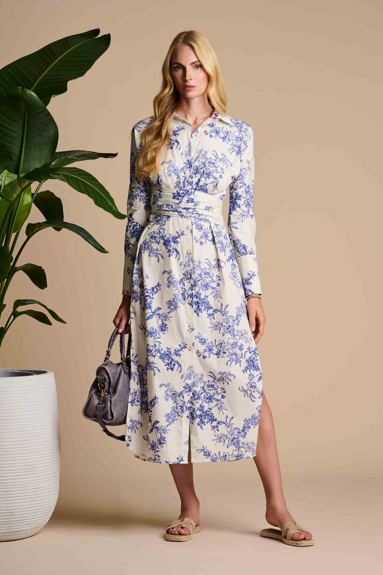 The Captiva 2.0 Shirt Dress | Vanilla China Blue Damask - Image 2