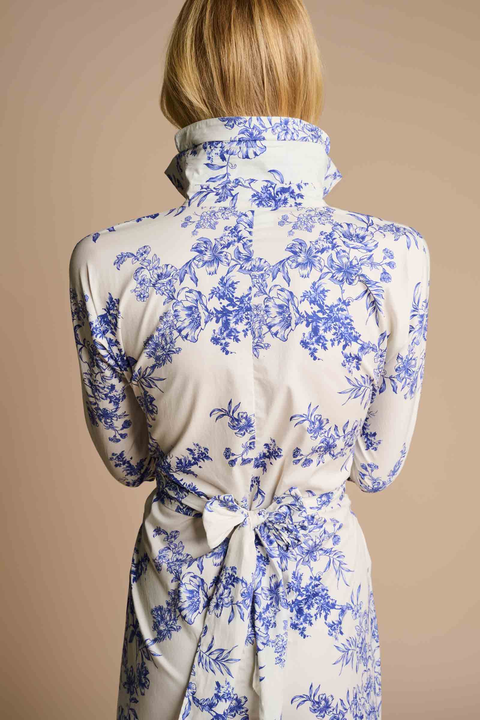 The Captiva 2.0 Shirt Dress | Vanilla China Blue Damask - Image 3