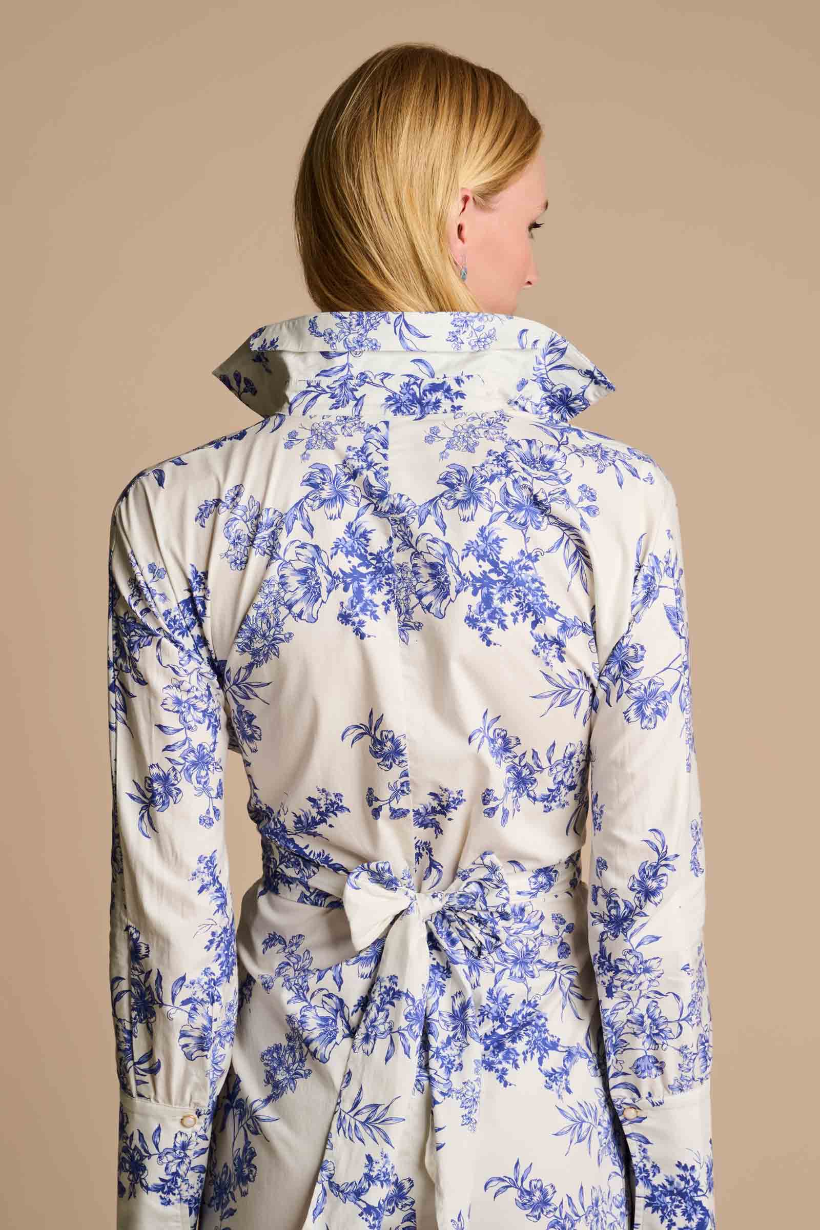 The Captiva 2.0 Shirt Dress | Vanilla China Blue Damask - Image 4