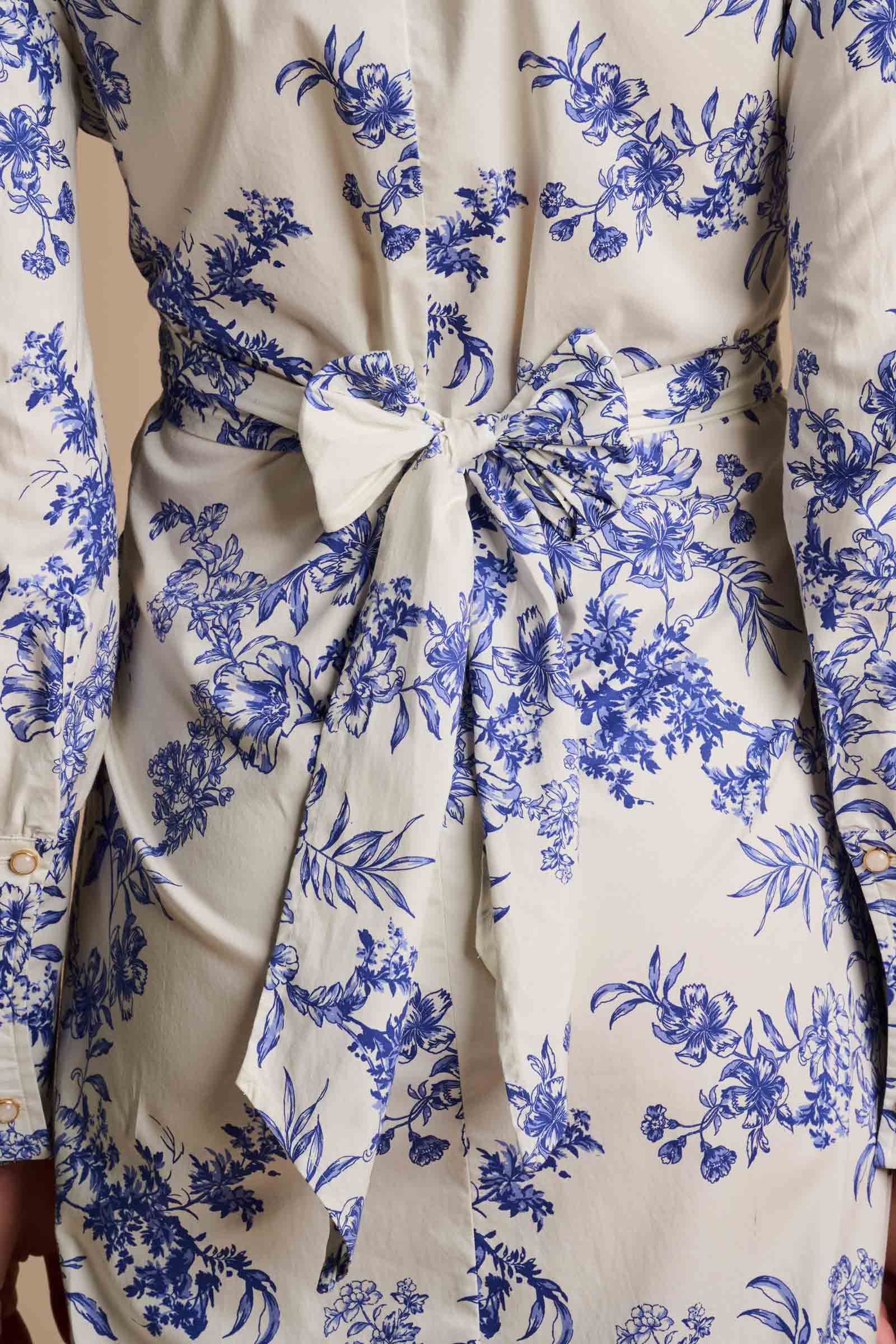 The Captiva 2.0 Shirt Dress | Vanilla China Blue Damask - Image 7