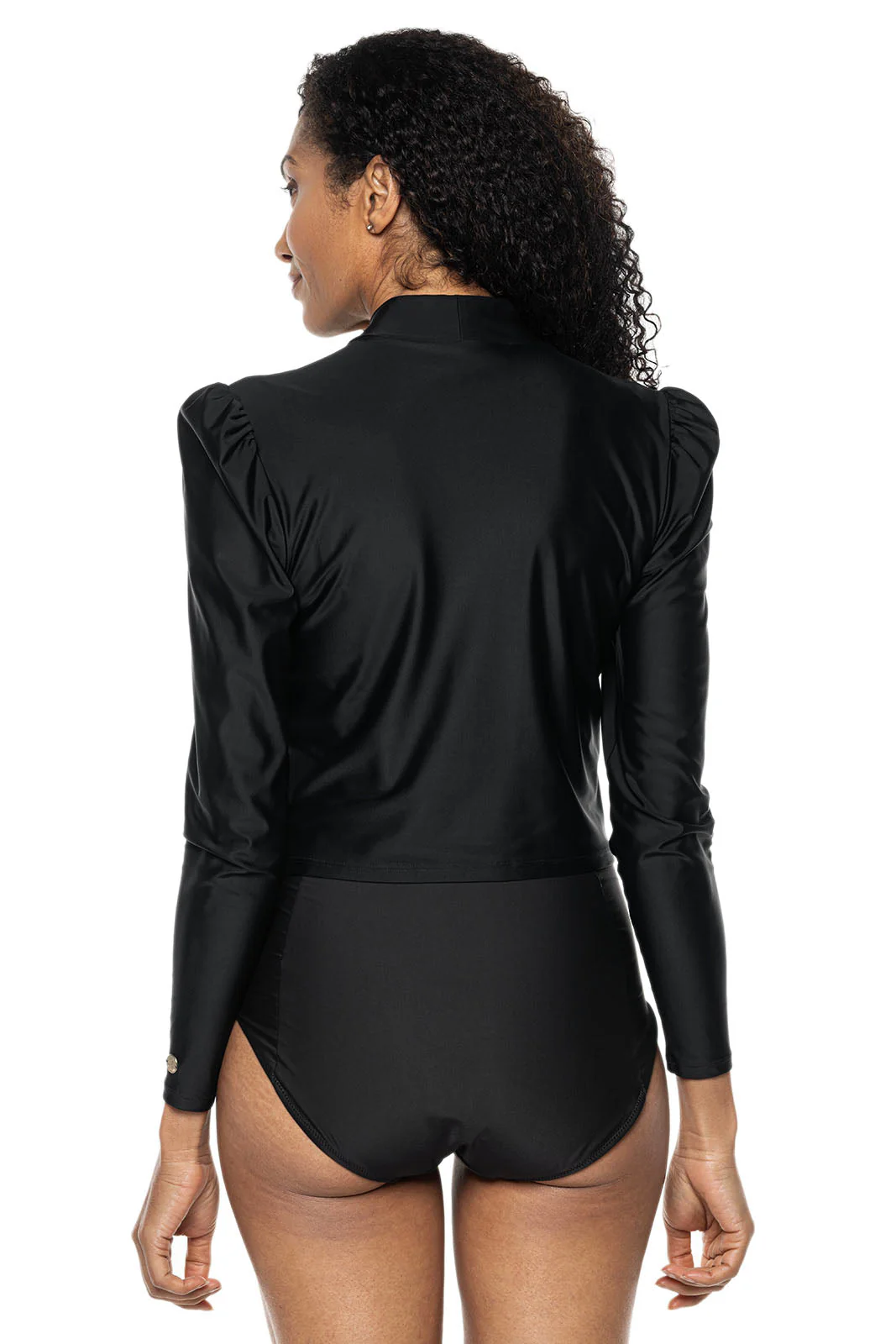 Women's Toscana Puff Sleeve Swim Top | Black - Image 2