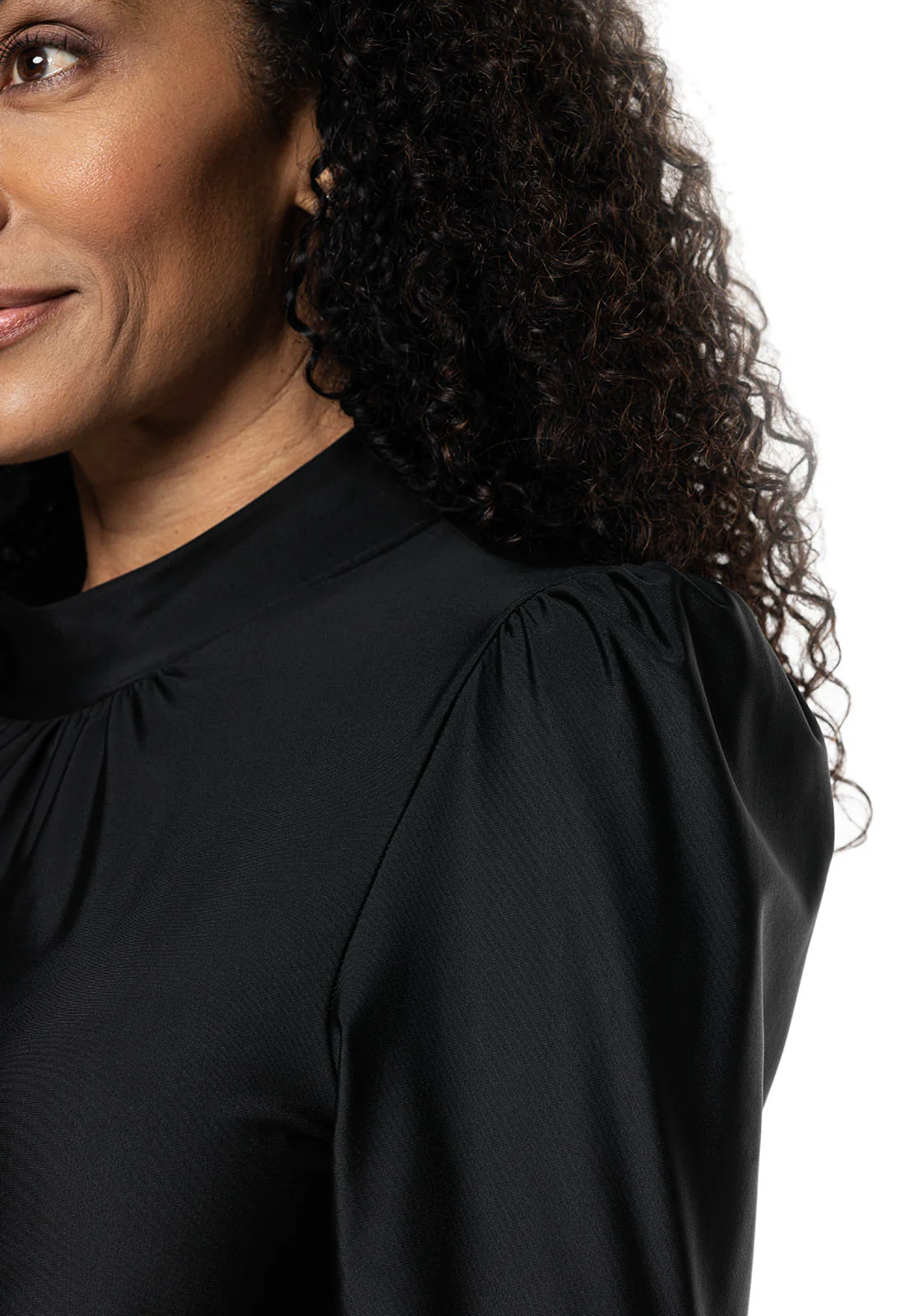 Women's Toscana Puff Sleeve Swim Top | Black - Image 4