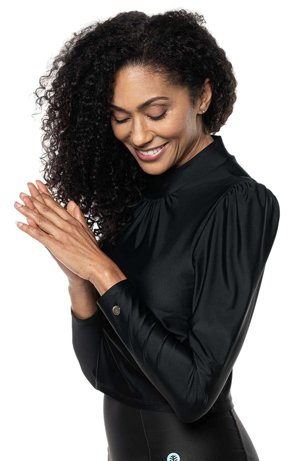 Women's Toscana Puff Sleeve Swim Top | Black - Image 5