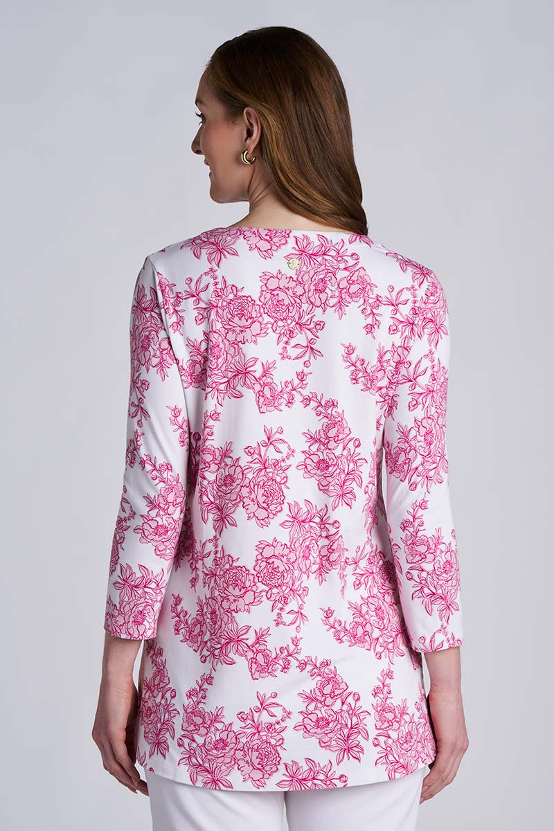 Women's St. Lucia Tunic Top | Fuchsia Bouquet - Image 2