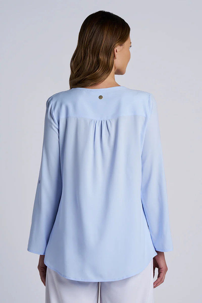 Women's Santa Barbara Tunic Top with Roll-Up Sleeves | Periwinkle - Image 2